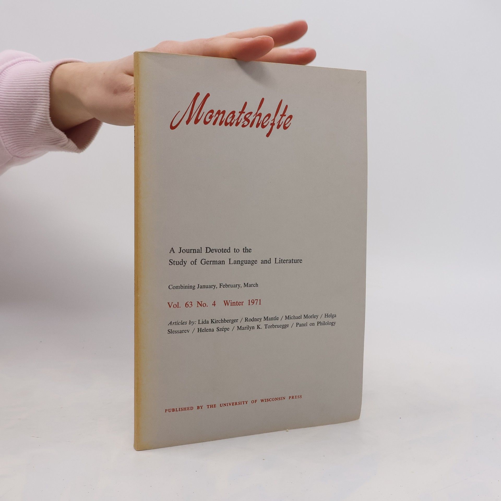 Autorenkollektiv Monatshefte. Vol. 63 No. 4 Winter 1971