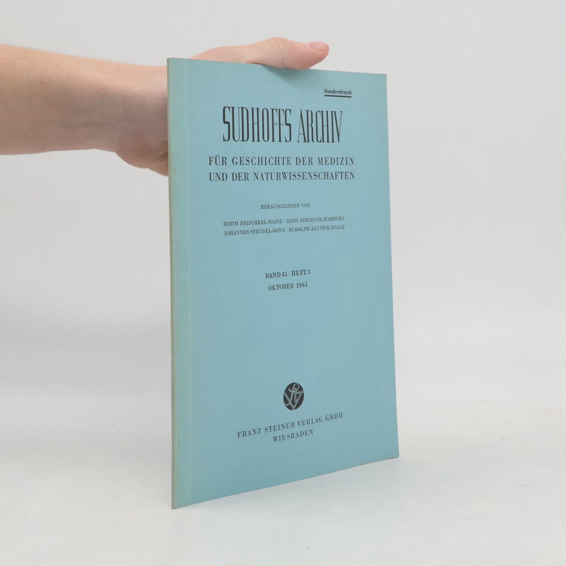 Autorenkollektiv Sudhoffs Archiv für Geschichte der Medizin und der Naturwissenschaften