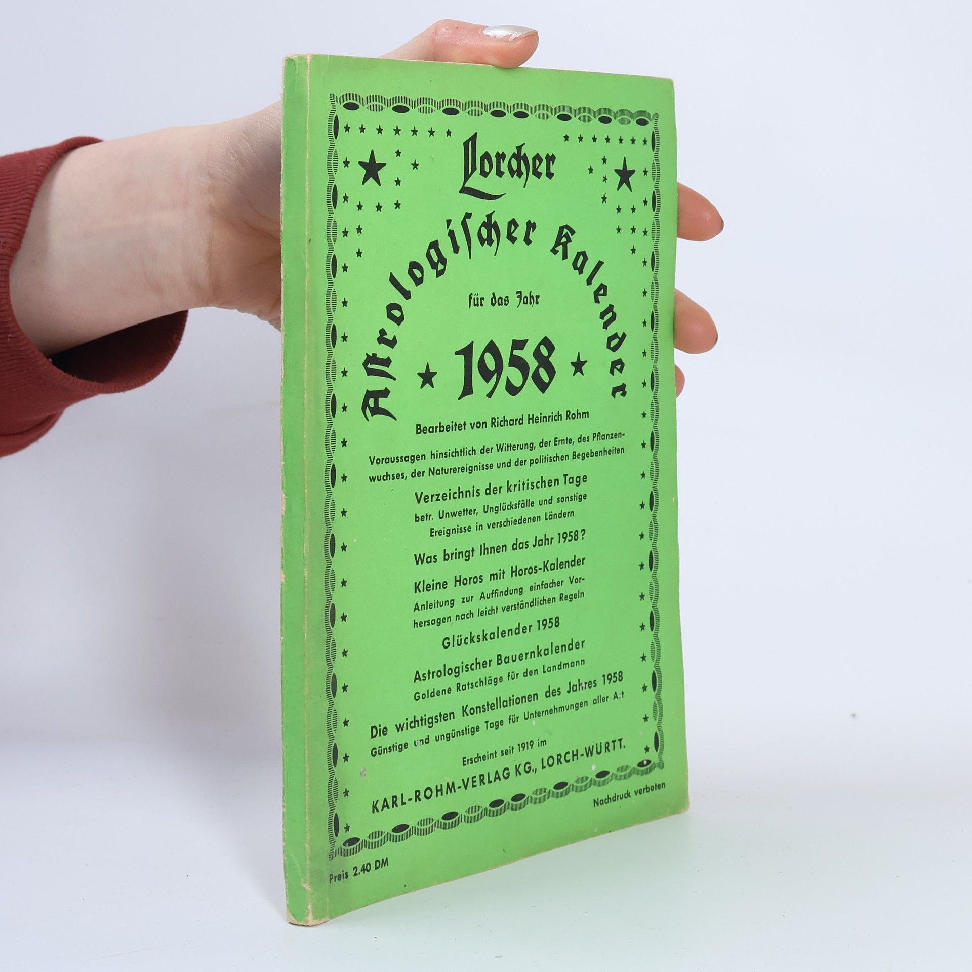 Autorenkollektiv Lorcher Astrologischer Kalender 1958