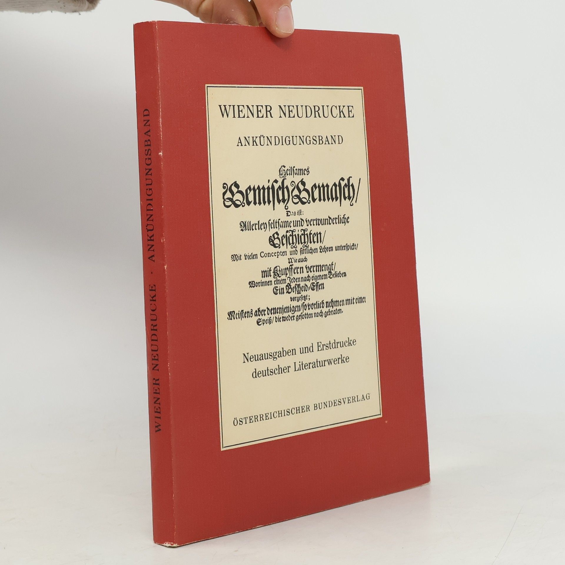 Wiener Neudrucke: Ankündigungsband