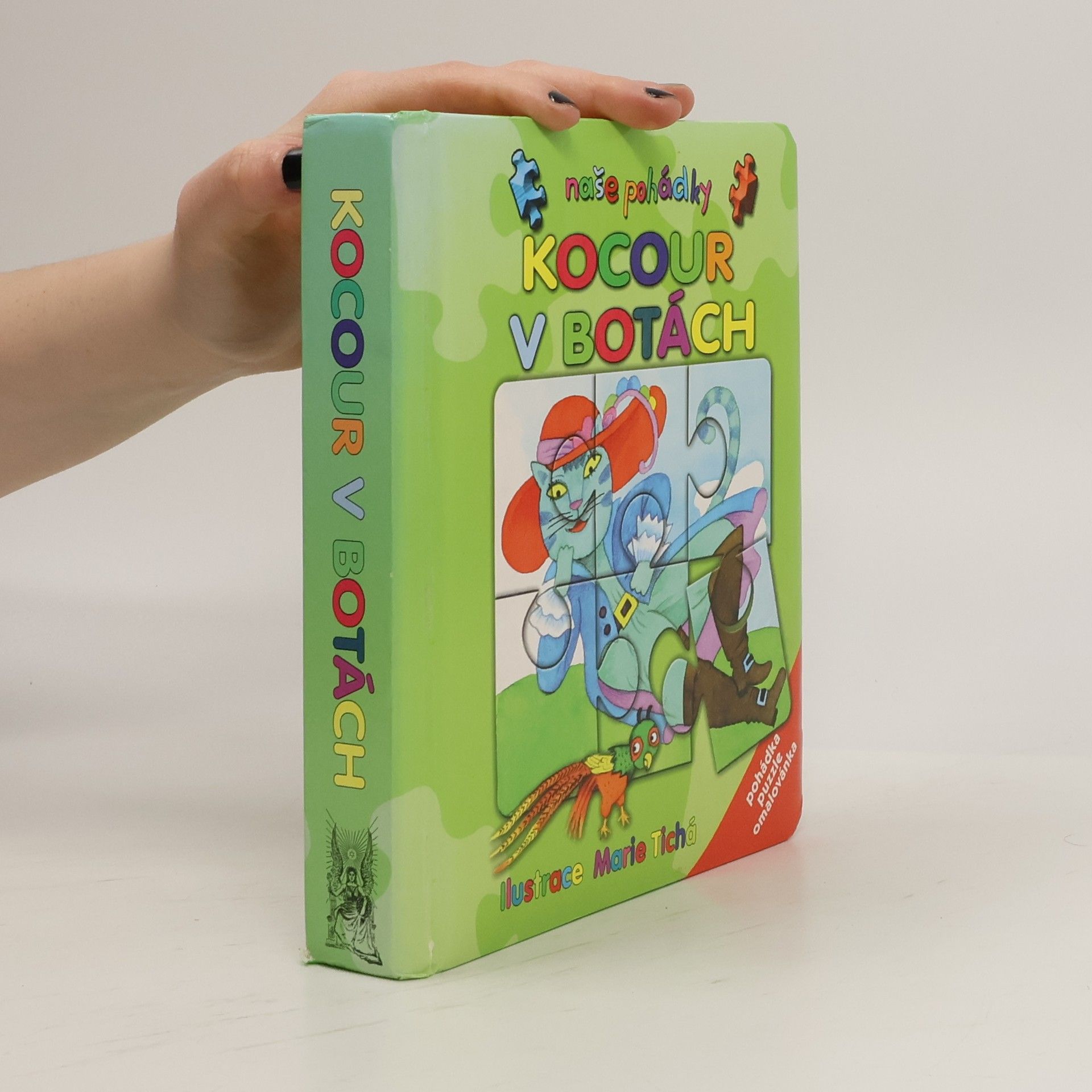 Marie Tichá Kocour v botách: Pohádka, puzzle, omalovánka
