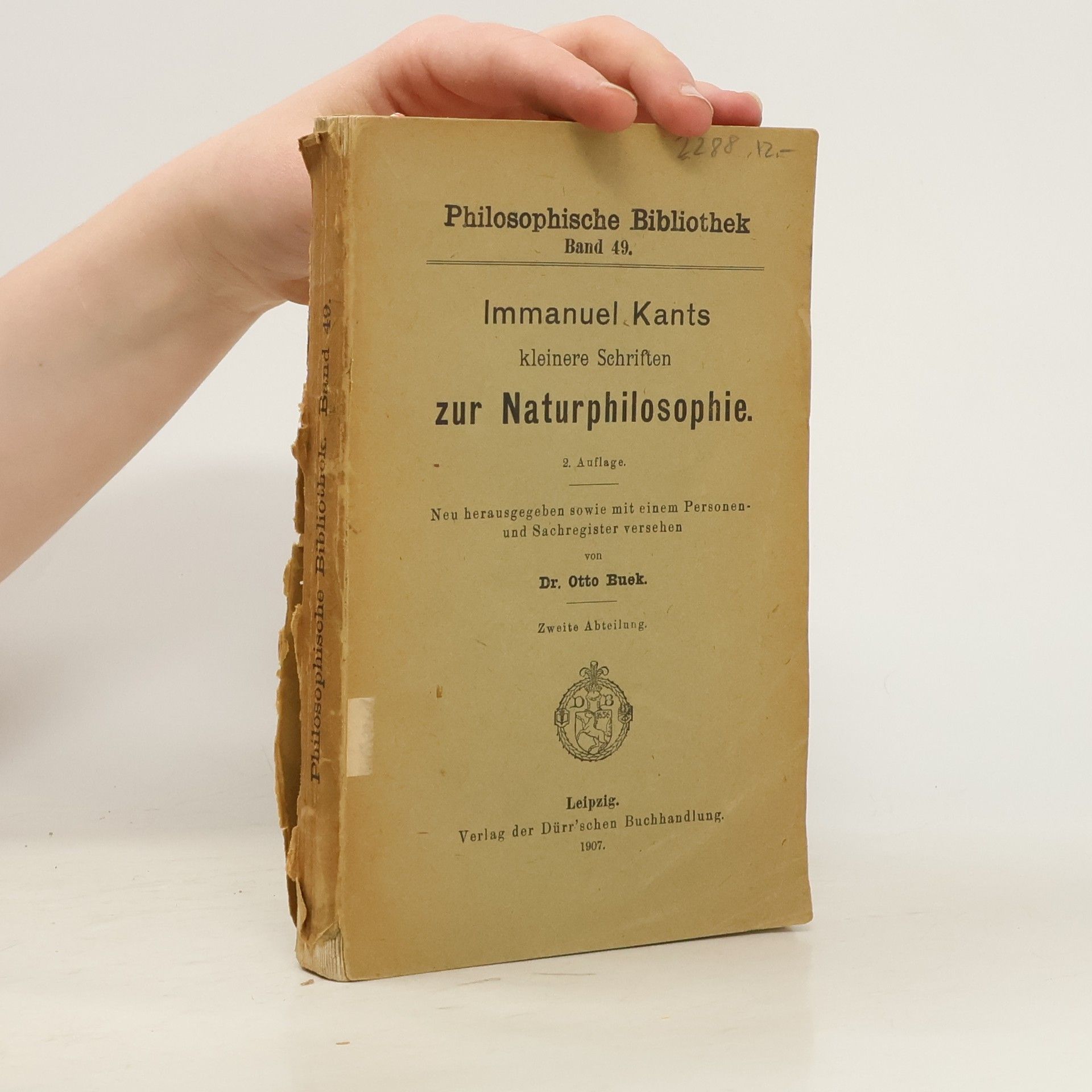 Otto Buek Immanuel Kants kleinere Schriften zur Naturphilosophie