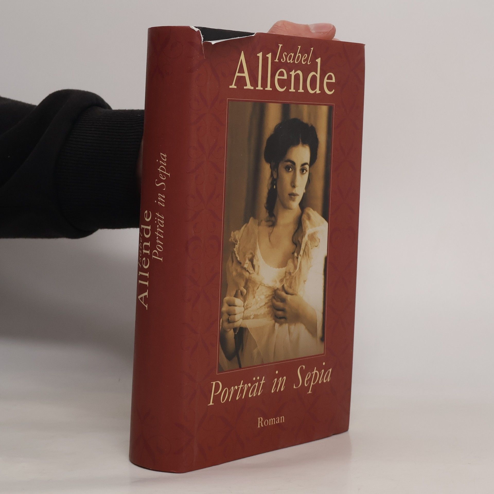 Isabel Allende Porträt in Sepia