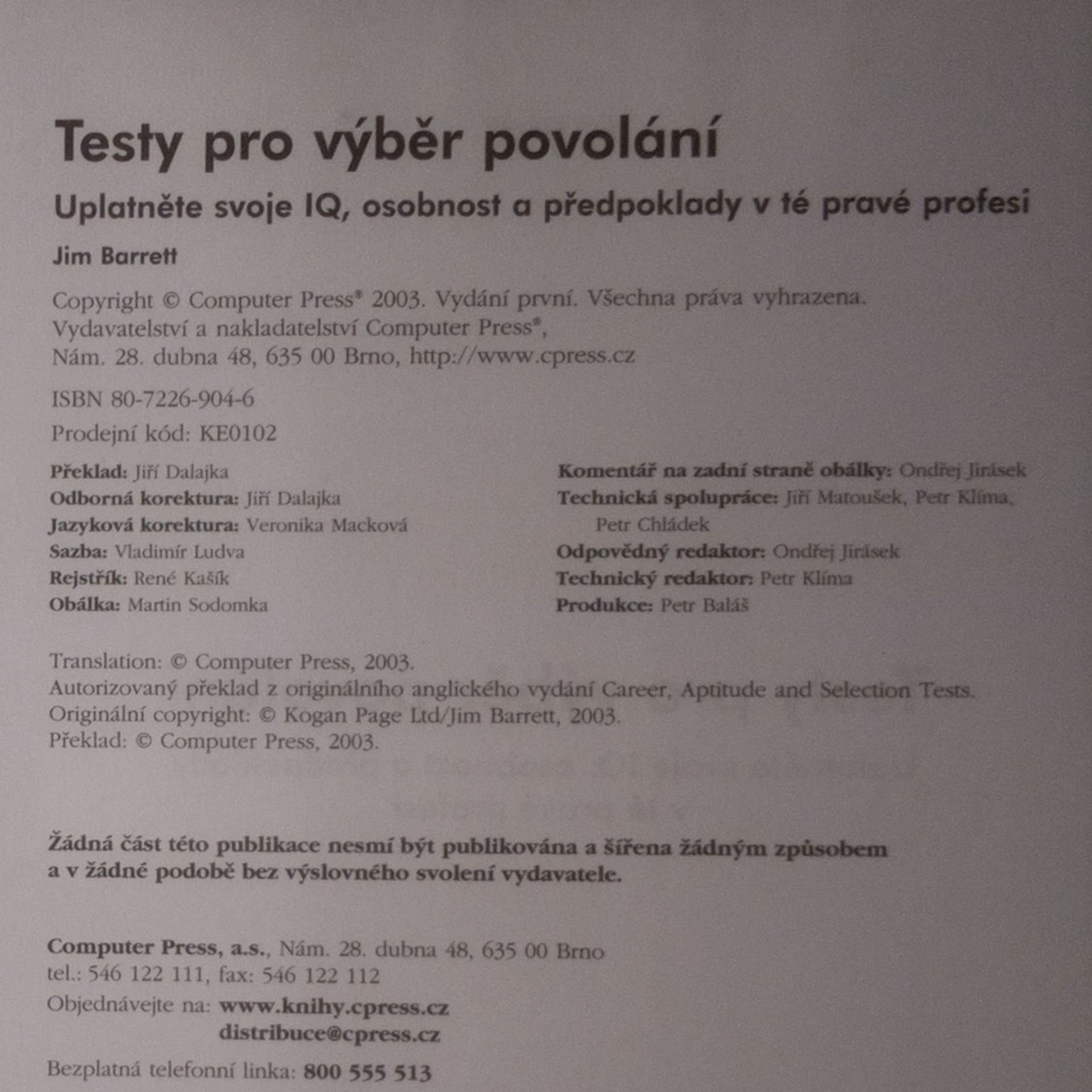 James Barrett Testy. Pro jaké povolání se hodím?
