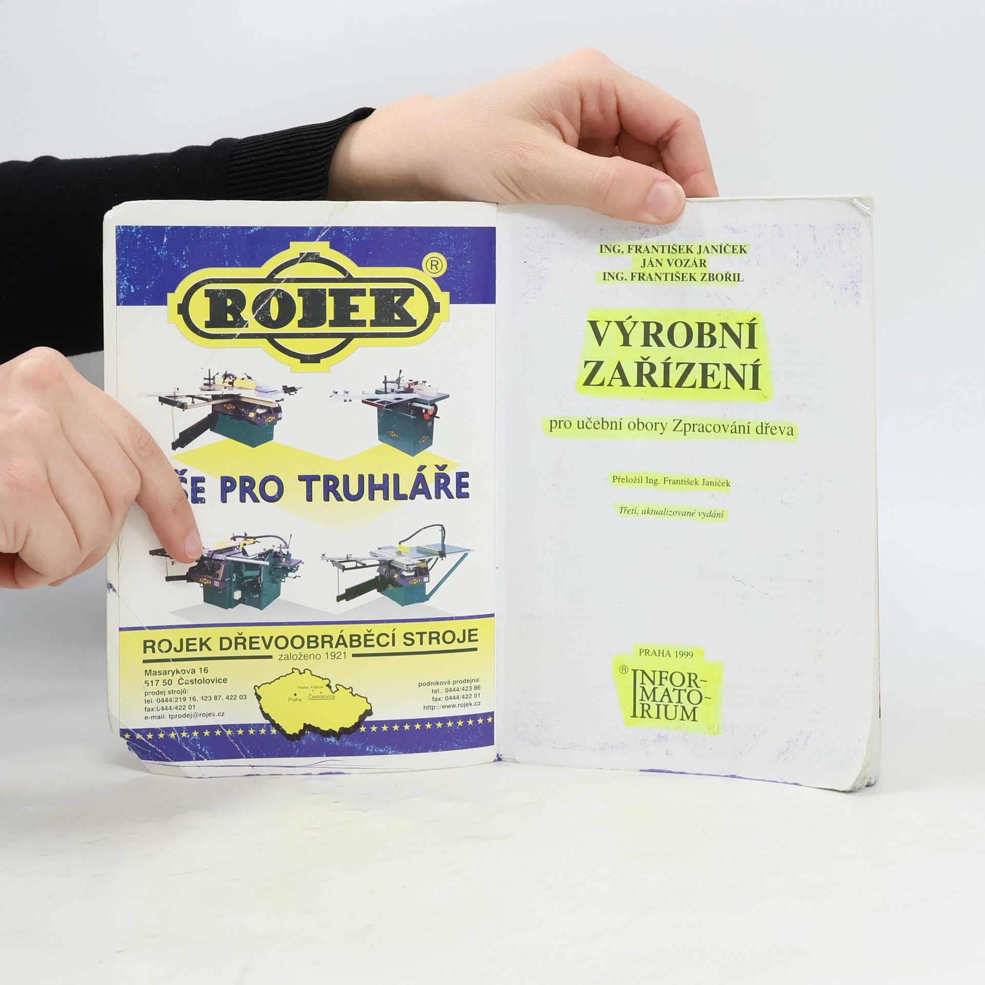 František Zbořil Výrobní zařízení pro učební obory Zpracování dřeva
