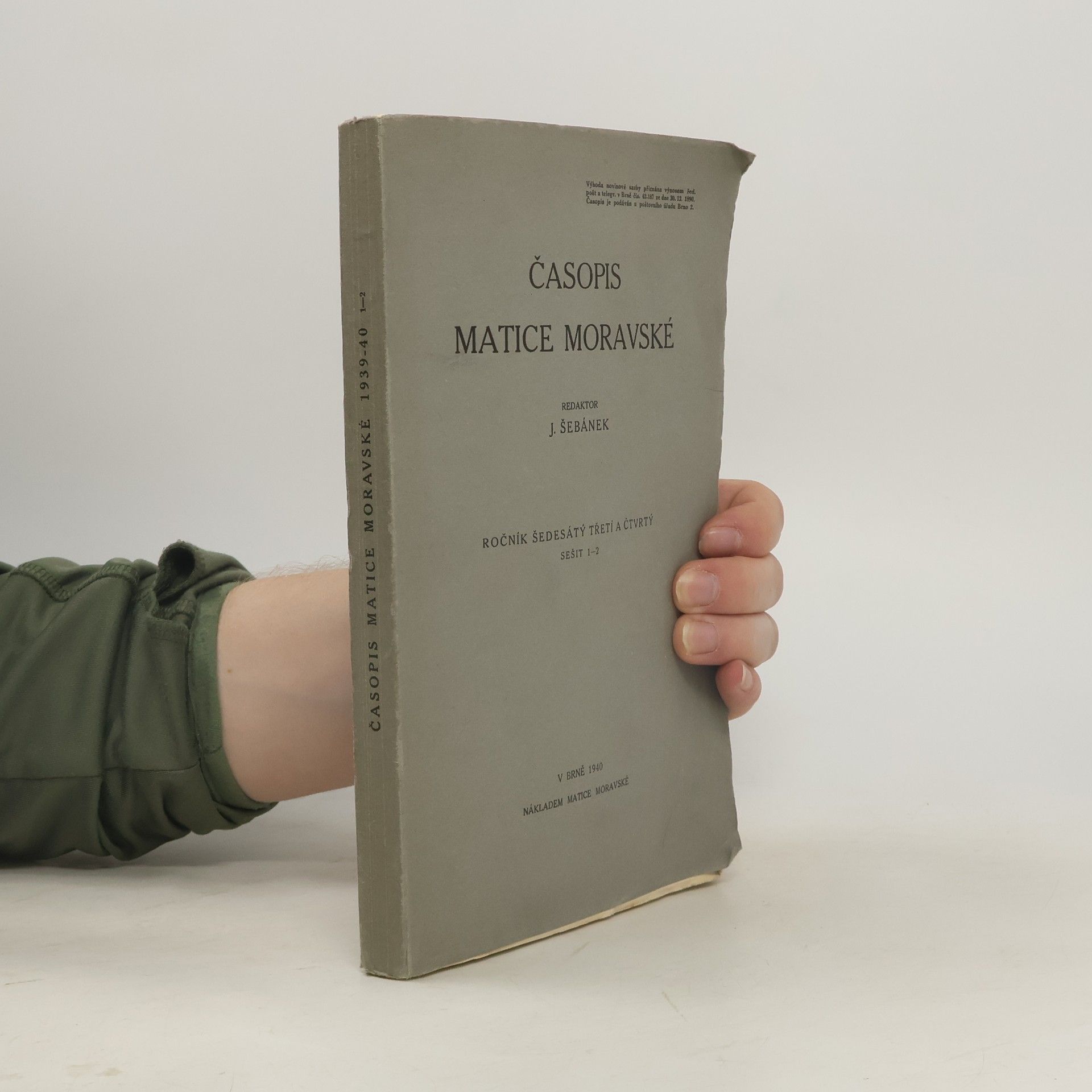J. Šebánek Časopis matice moravské 1939-1940 1-2