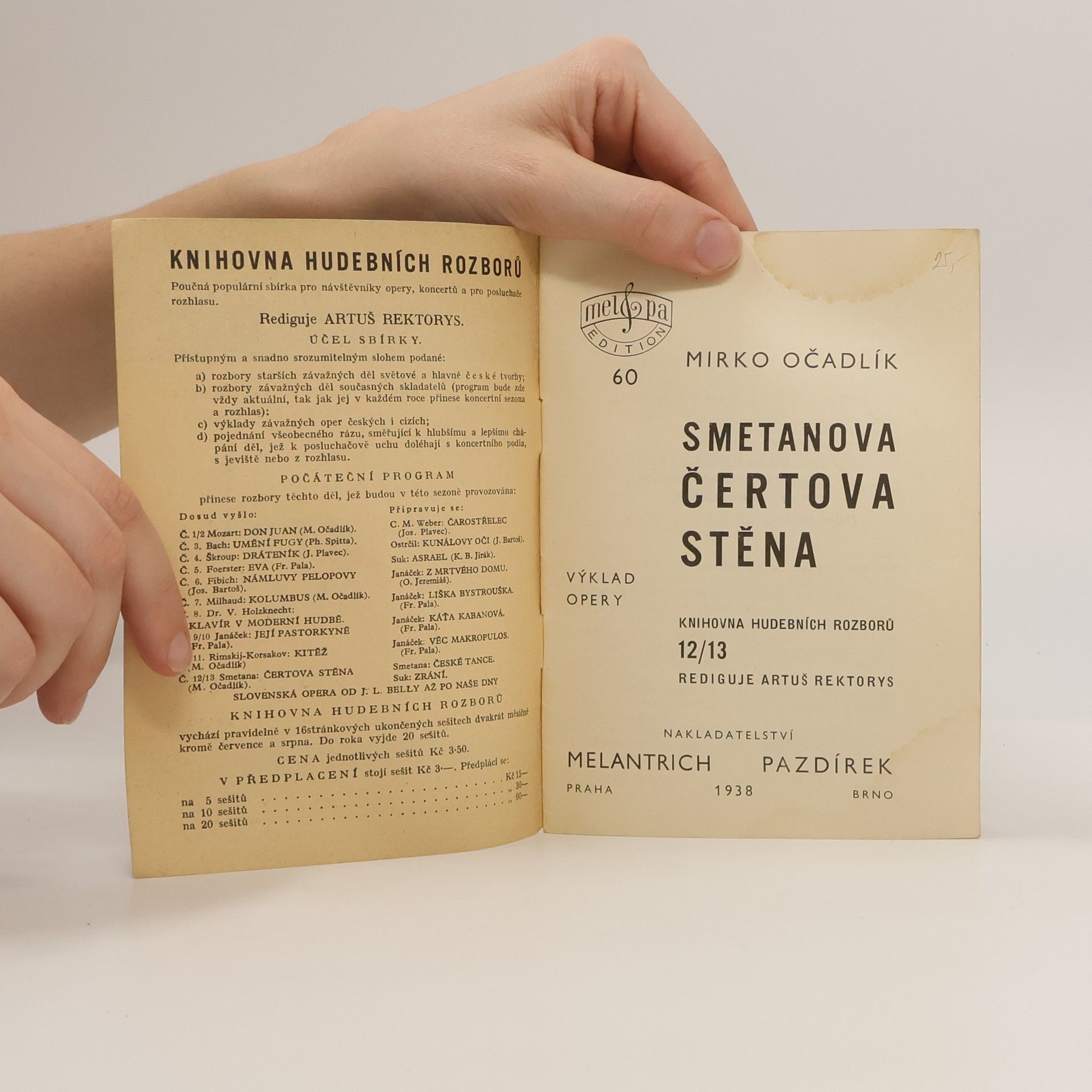 Mirko Očadlík Smetana - Čertova stěna (Obr, A6, 23 s., dedikace autora)