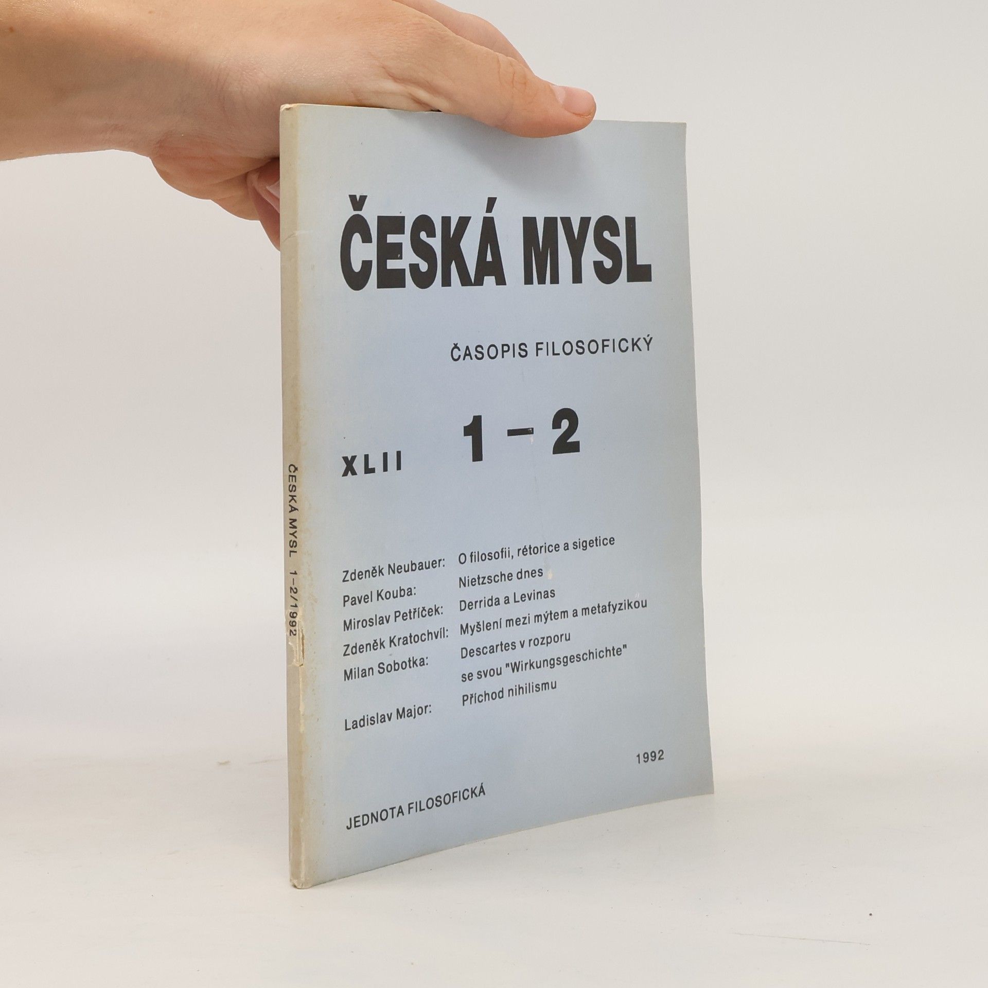 Various authors Česká mysl. Časopis filosofický. 1-2/1992