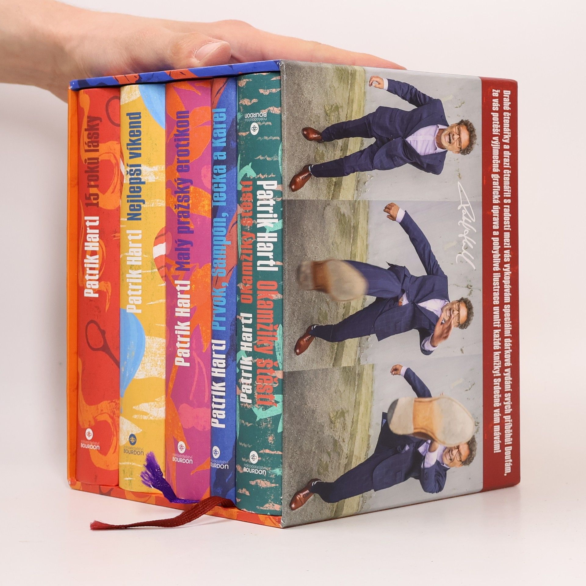 Patrik Hartl Okamžiky štěstí. Prvok, šampón, tečka a Karel. Malý pražský erotikon. Nejlepší víkend. 15 roků lásky