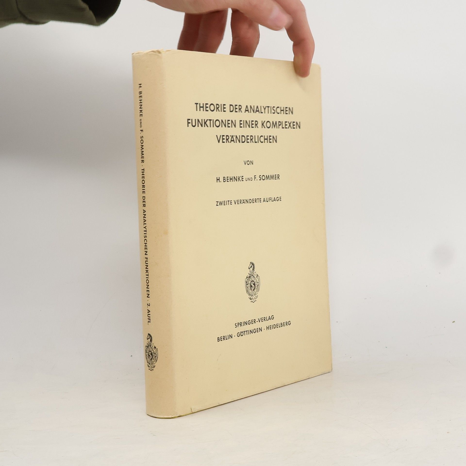 Friedrich Sommer Theorie der analytischen Funktionen einer komplexen Veränderlichen