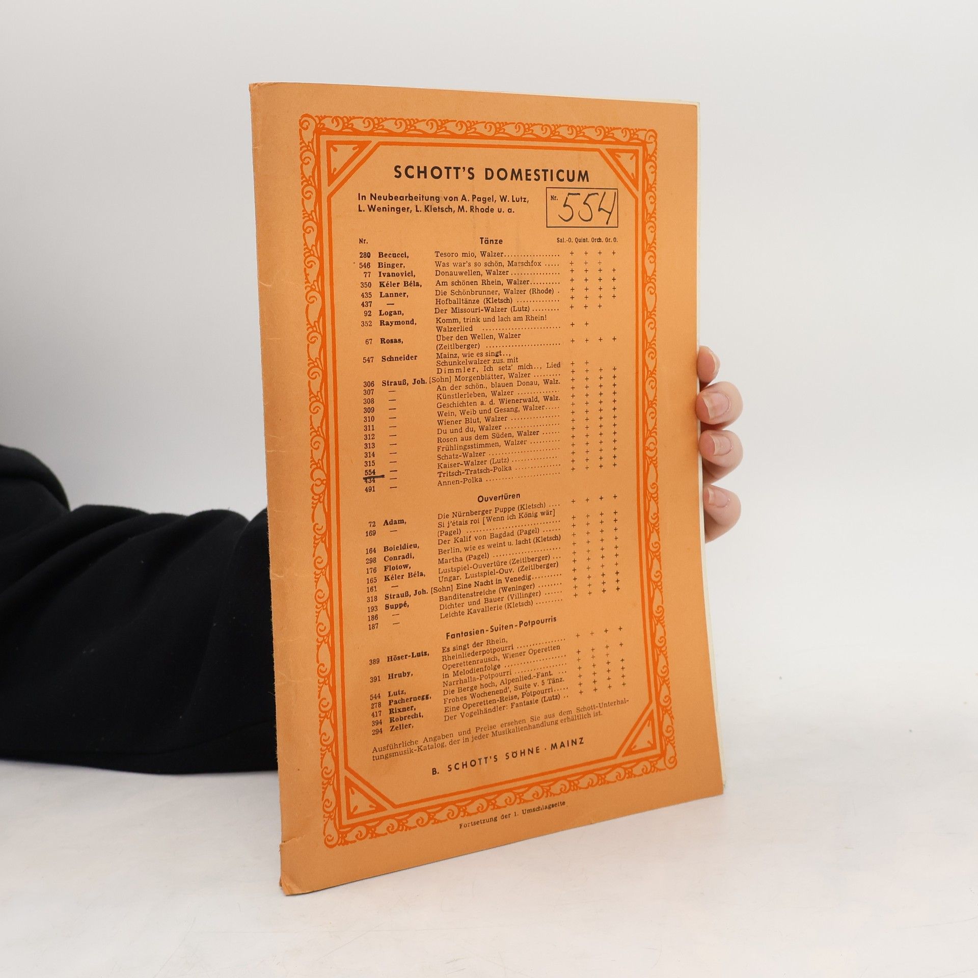 Schott's Domesticum 554. Kaiser-Waltzer. Valse impériale. Emperor Waltz