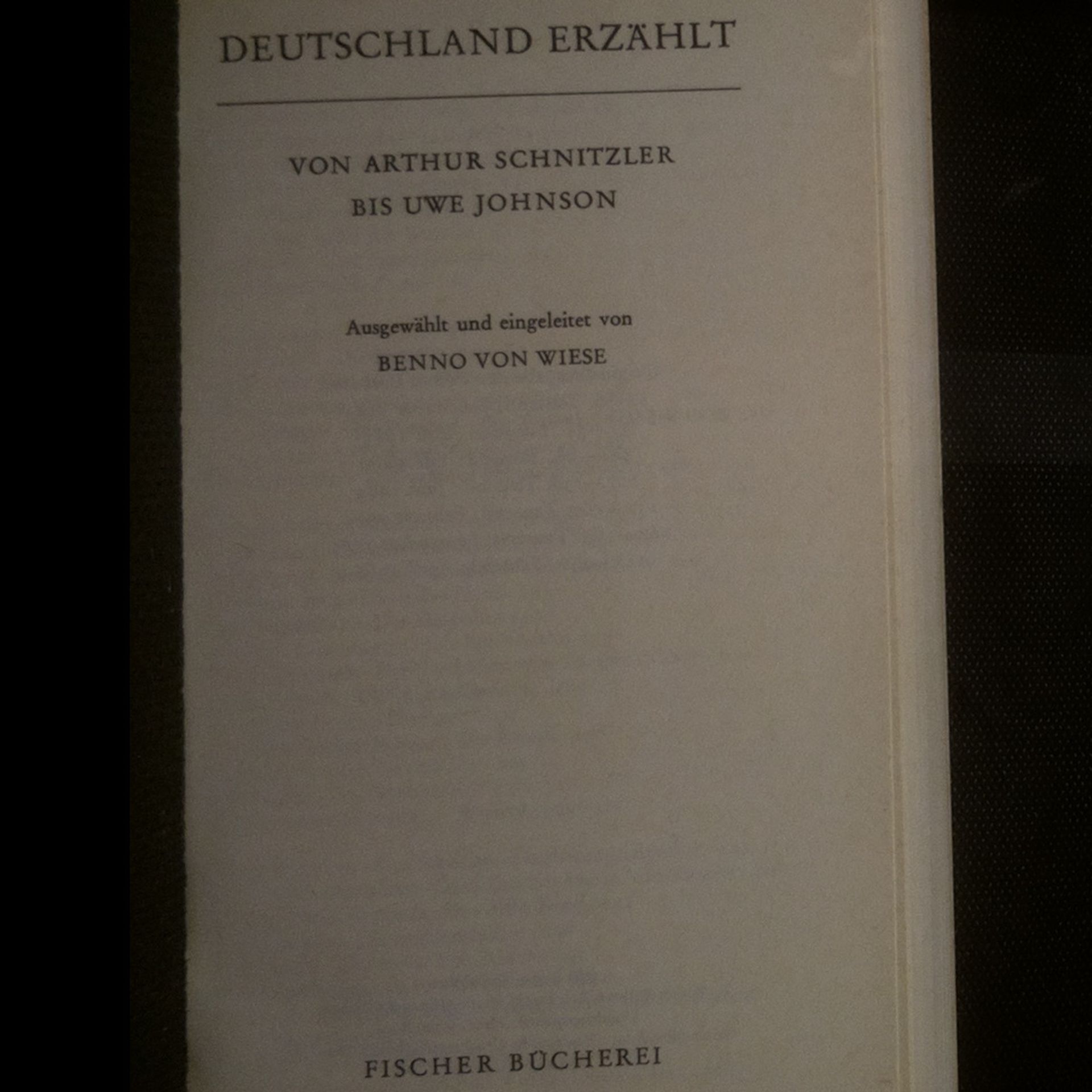 Benno von Wiese Deutschland erzählt. Von Arthur Schnitzler bis Uwe Johnson
