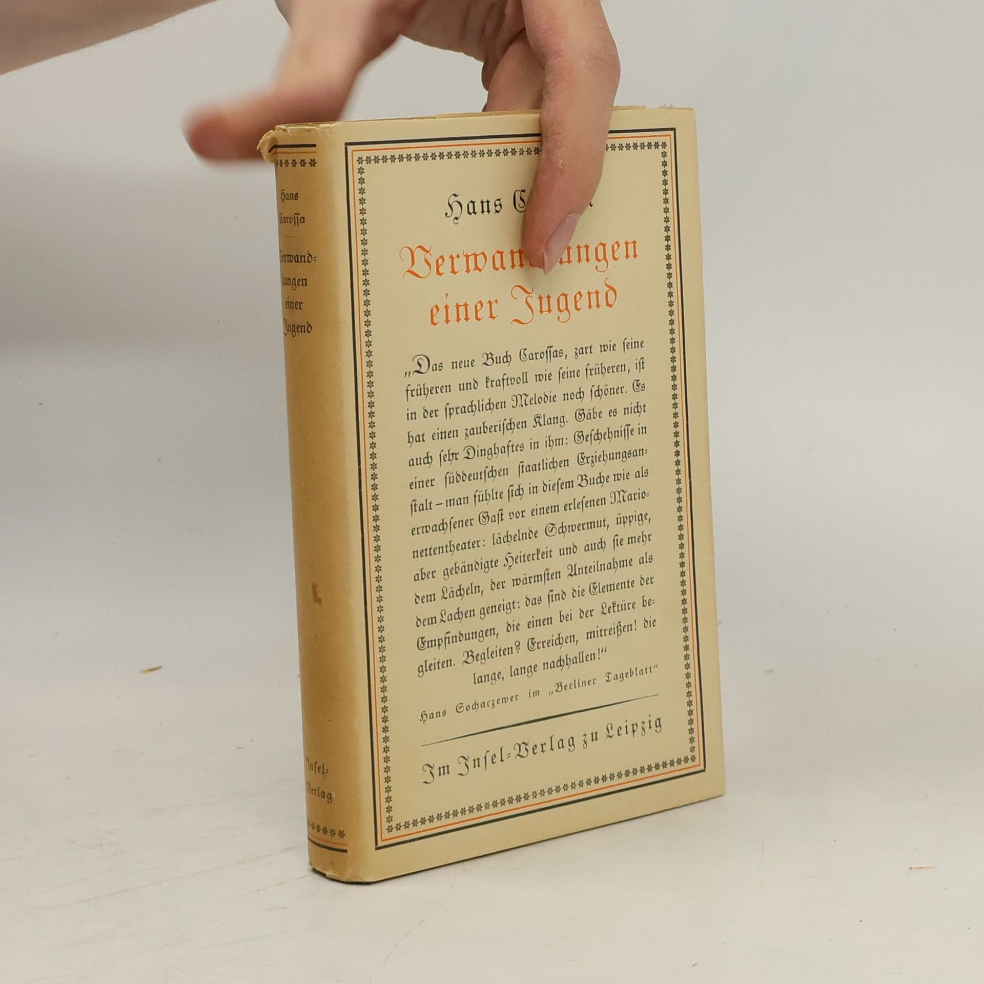 Hans Carossa Verwandlungen einer Jugend