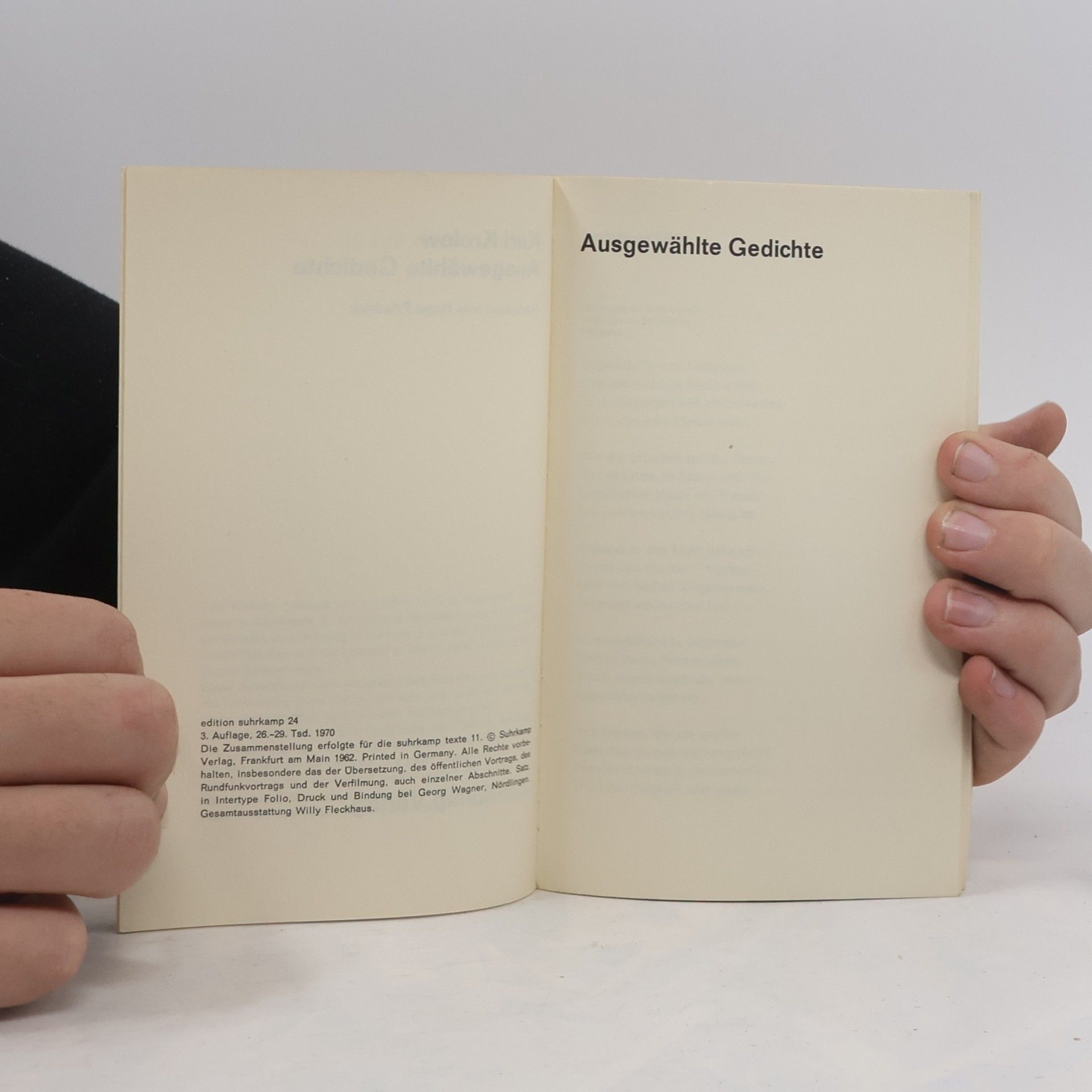 Karl Krolow Ausgewählte Gedichte. Nachwort von Hugo Friedrich
