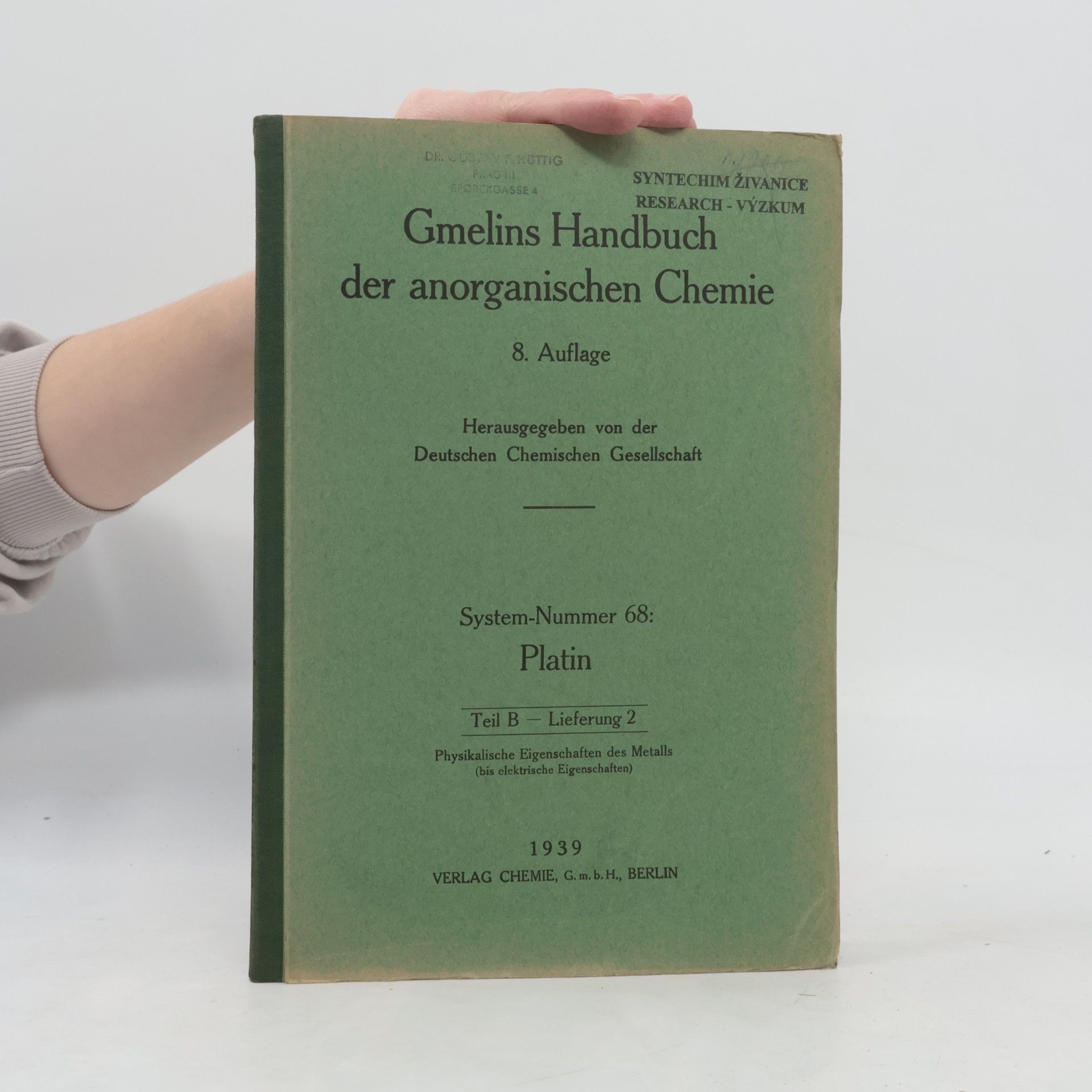 Kolektiv autorů Gmelins Handbuch der anorganischen Chemie 68. Platin