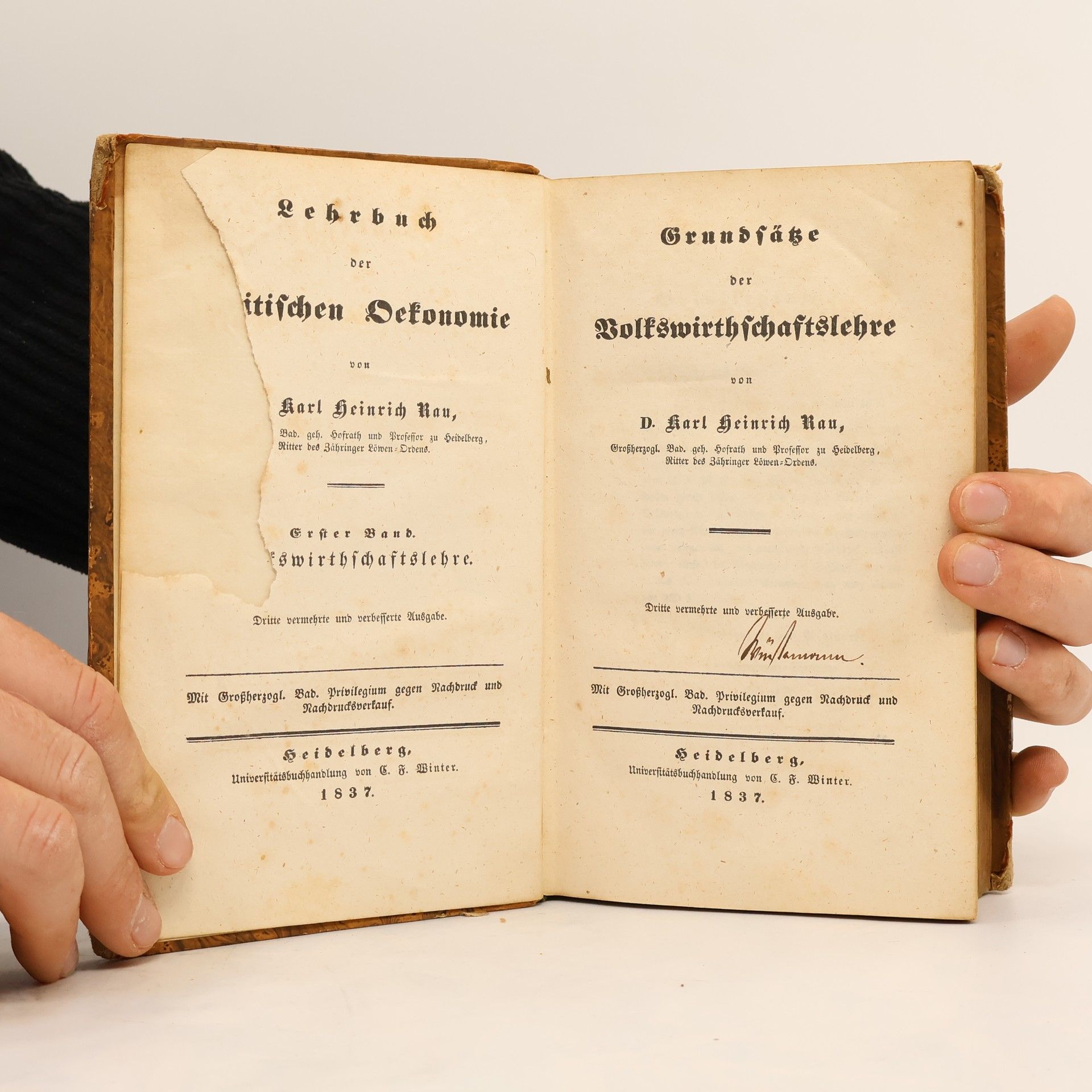 Karl David Heinrich Rau Grundläge der Volkswirtschaftslehre