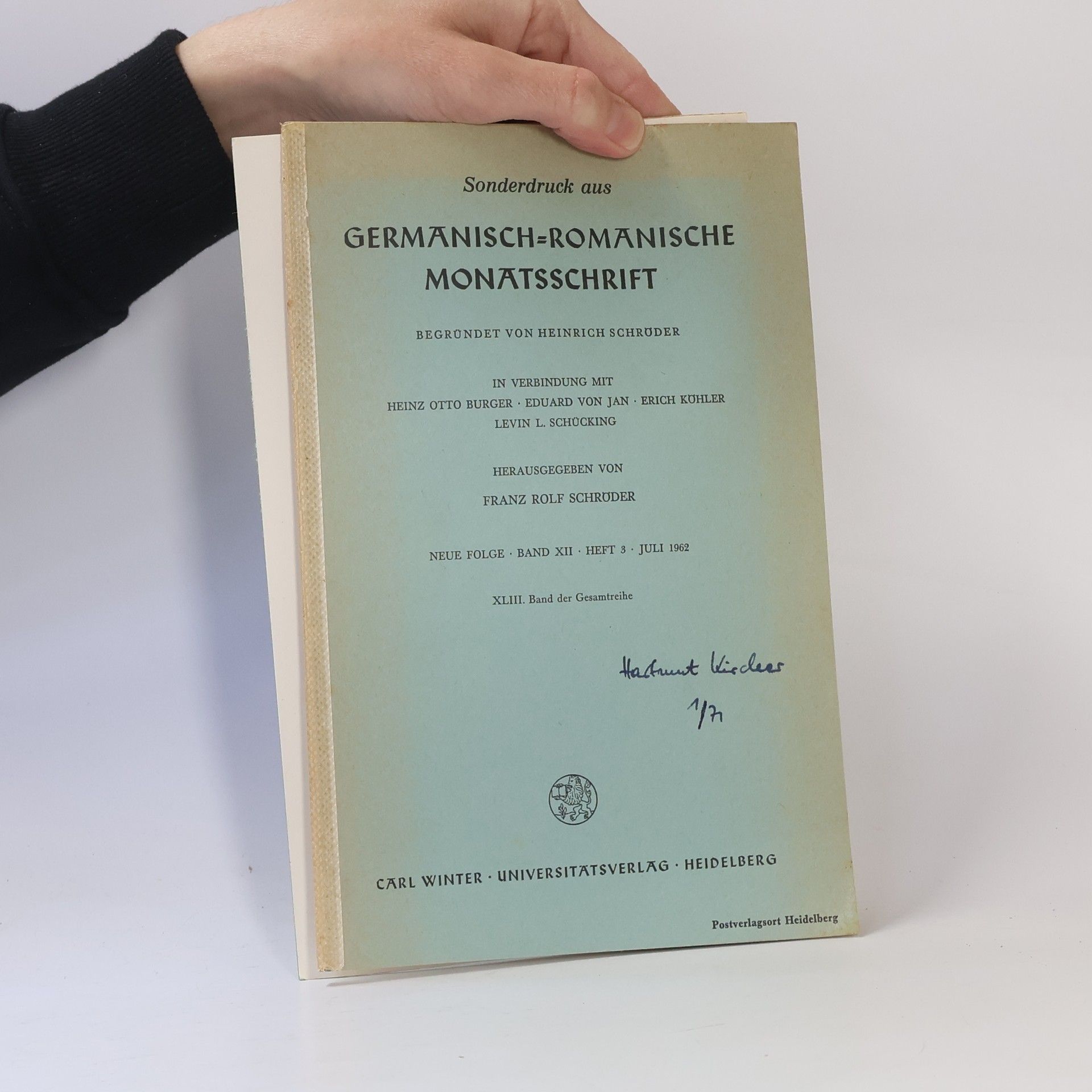 Franz Rolf Schrüder Sonderdruck aus Germanisch-Romanische Monatsschrift