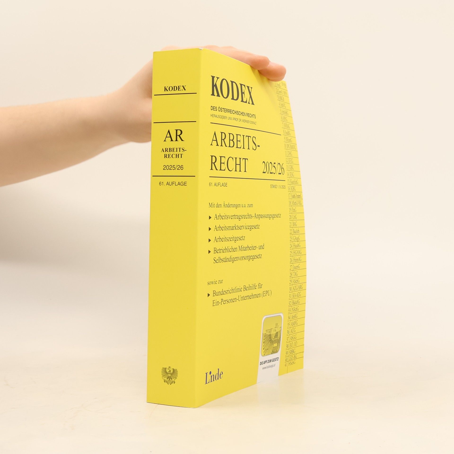 KODEX Arbeitsrecht 2025/26 - 61. Auflage, Stand 1. 9. 2025