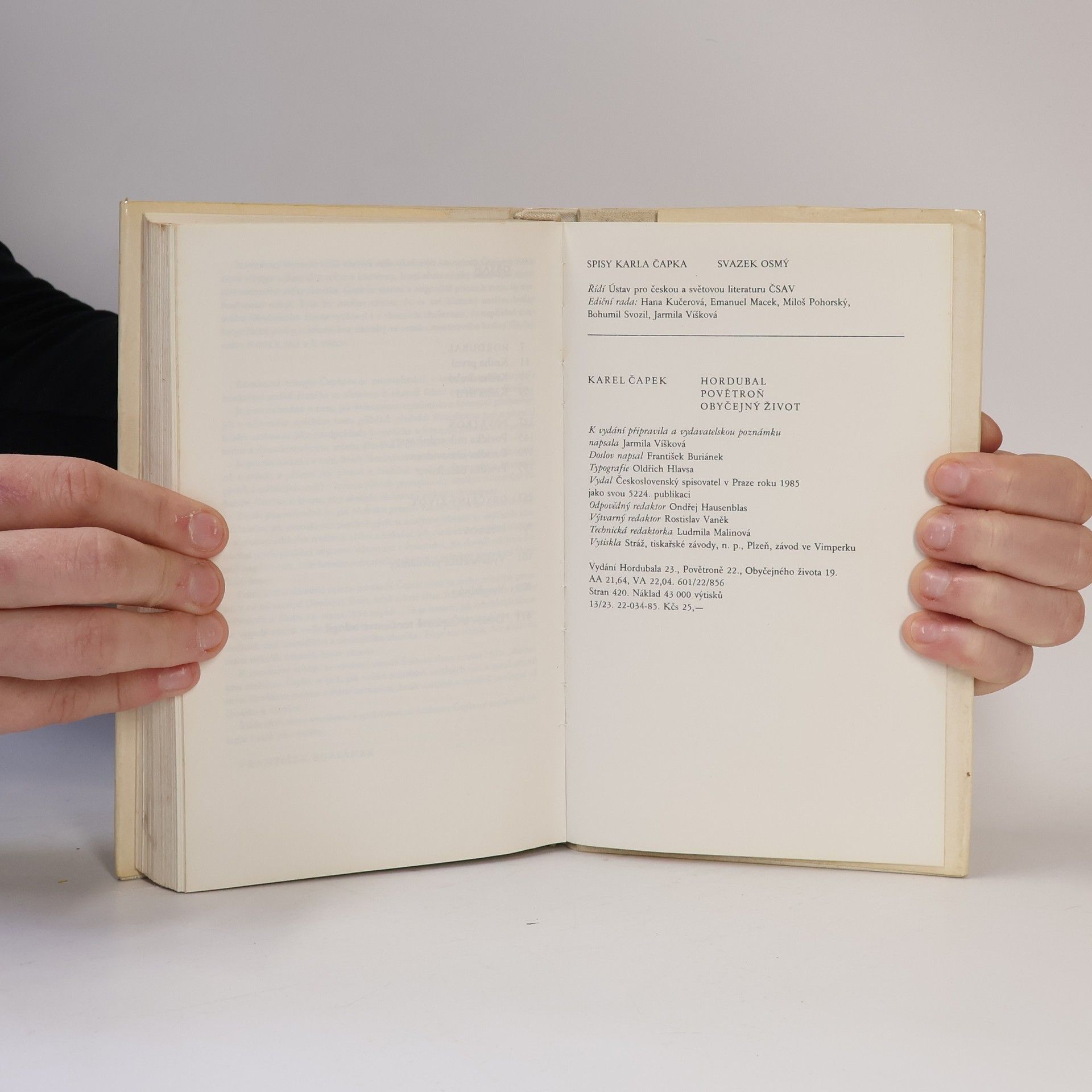 Karel Čapek Spisy VIII. Hordubal. Povětroň. Obyčejný život