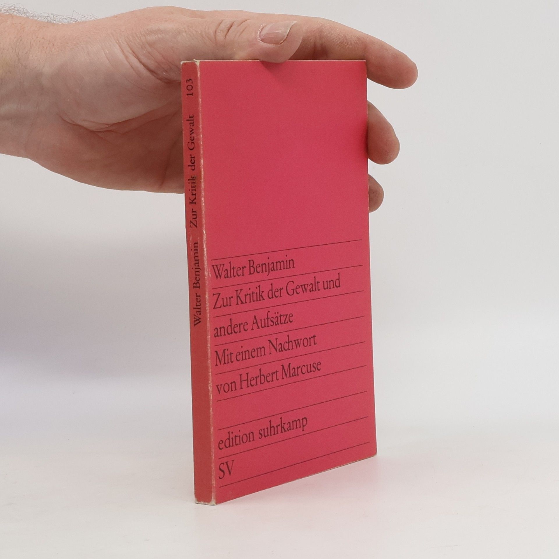 Walter Benjamin Zur Kritik der Gewalt und andere Aufsätze