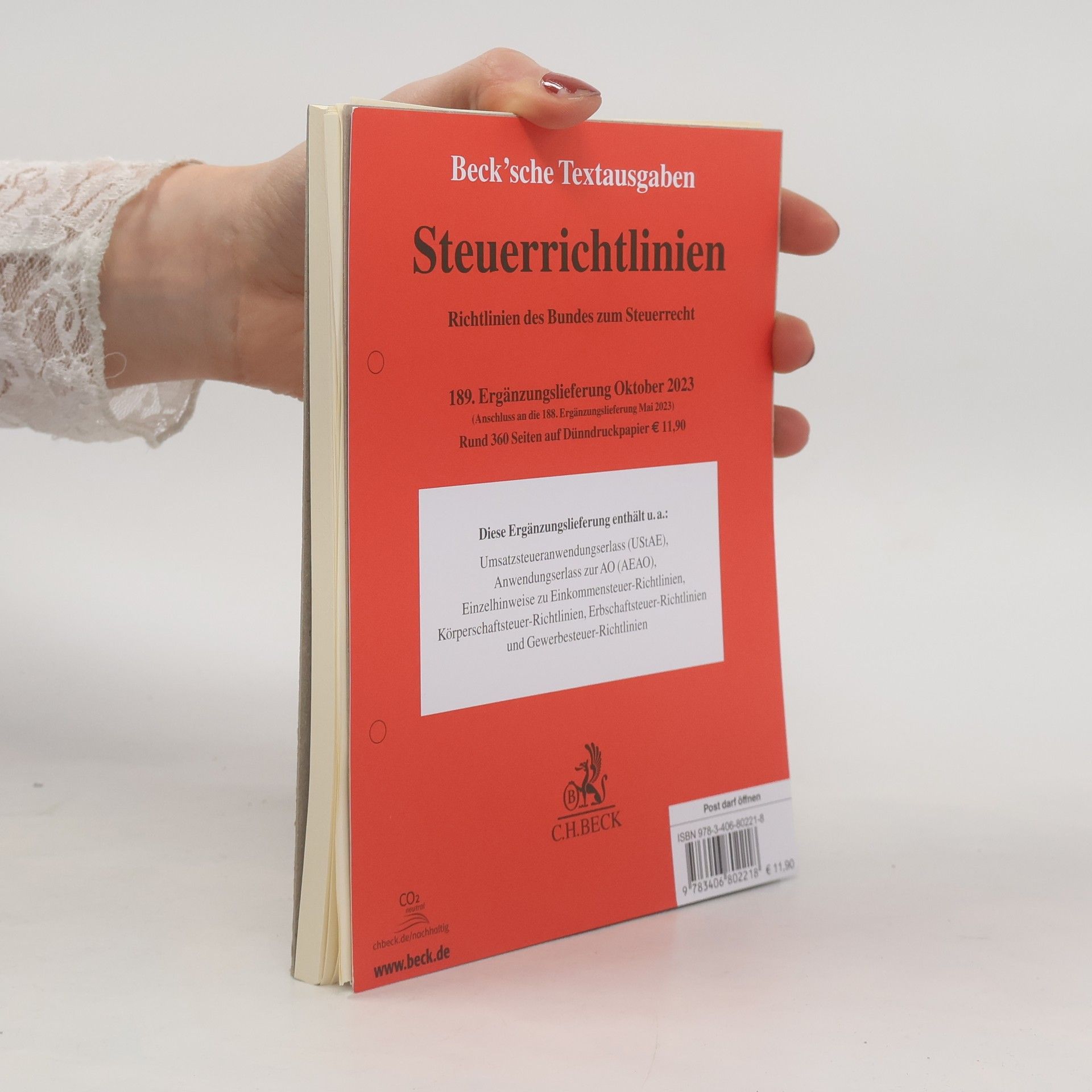 Autorenkollektiv Steuerrichtlinien 189. Ergänzungslieferung