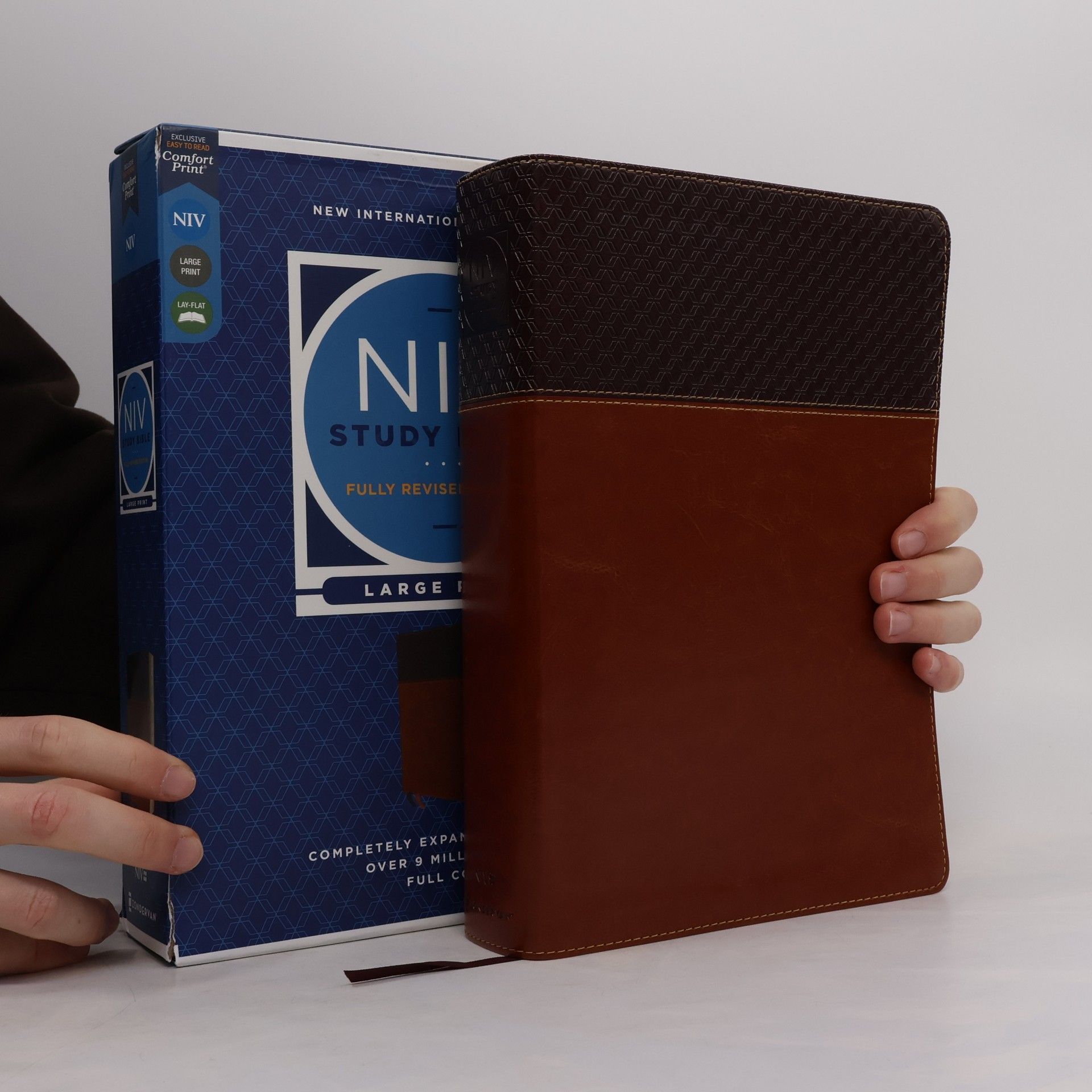 NIV Study Bible, Fully Revised Edition, Large Print, Leathersoft, Brown, Red Letter, Comfort Print