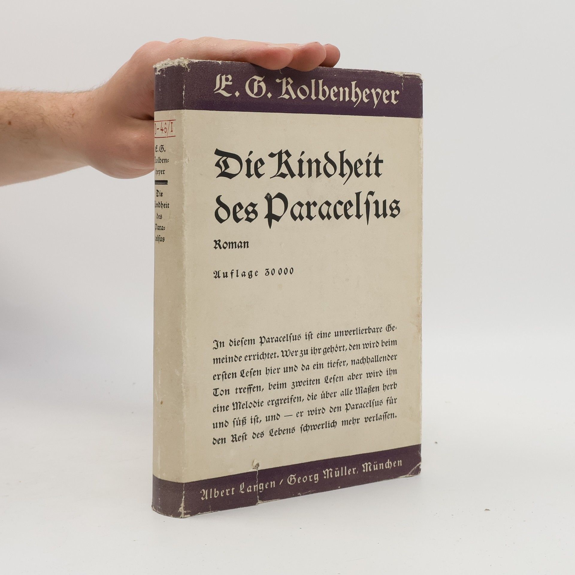 Erwin Guido Kolbenheyer Die Kindheit des Paracelsus