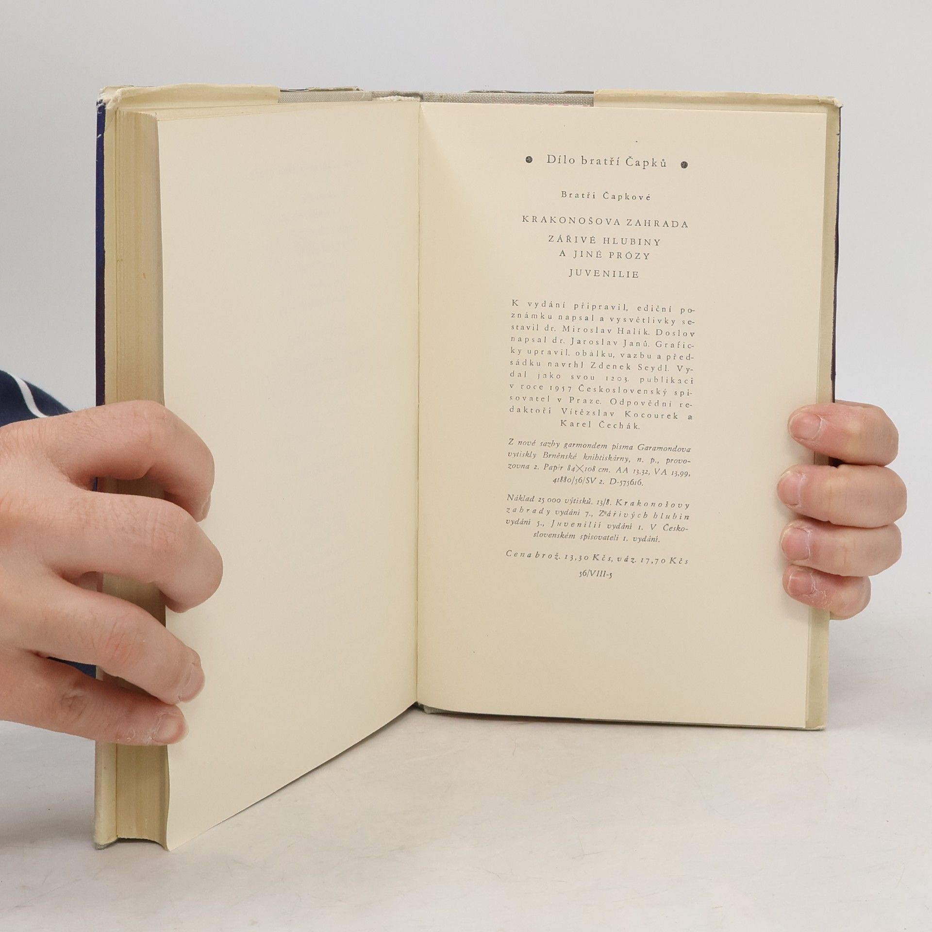Karel Čapek Krakonošova zahrada. Zářivé hlubiny. Juvenilie