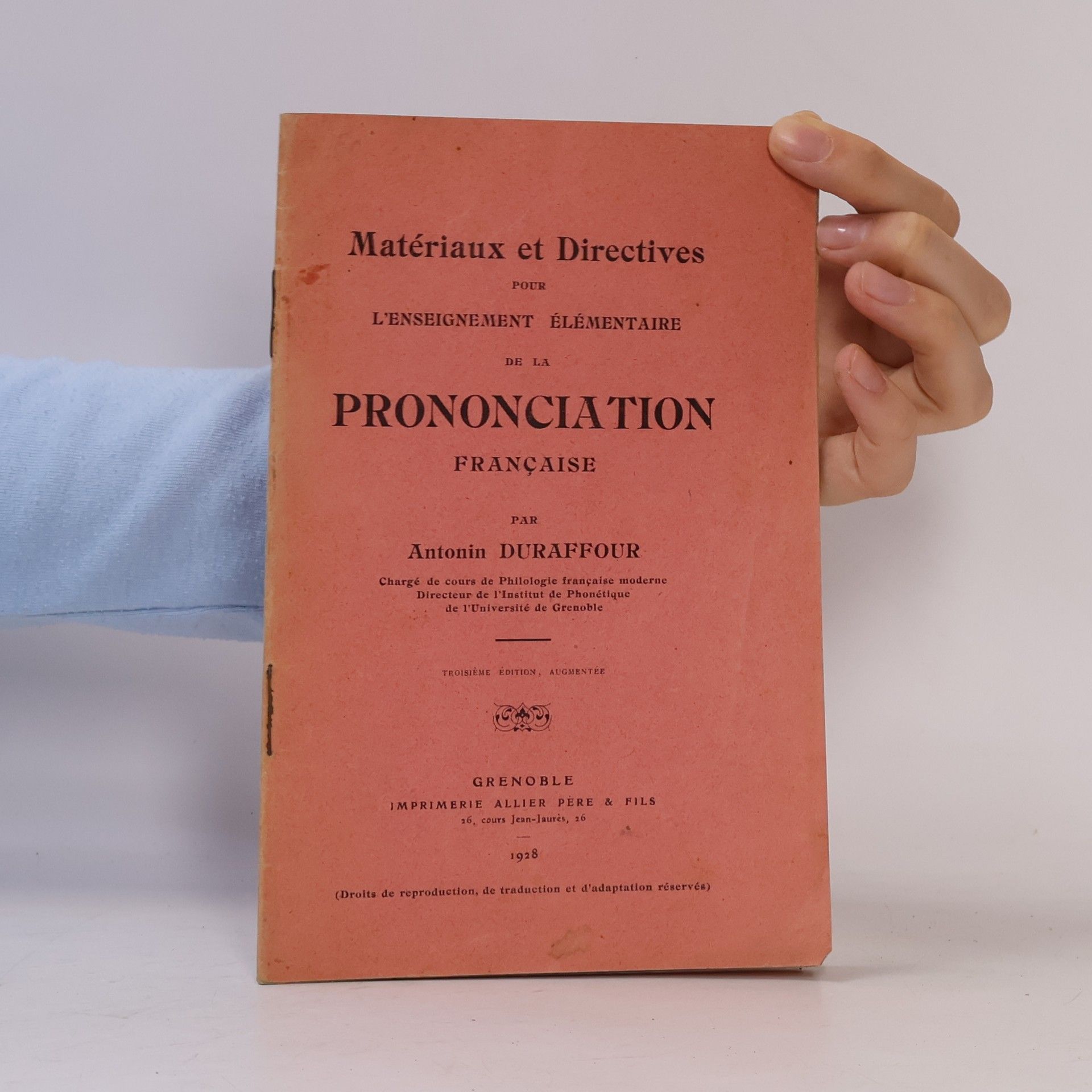 Antonin Duraffour POUR Matériaux et Directives L'enseignement Élémentaire de la Prononciation Francaise