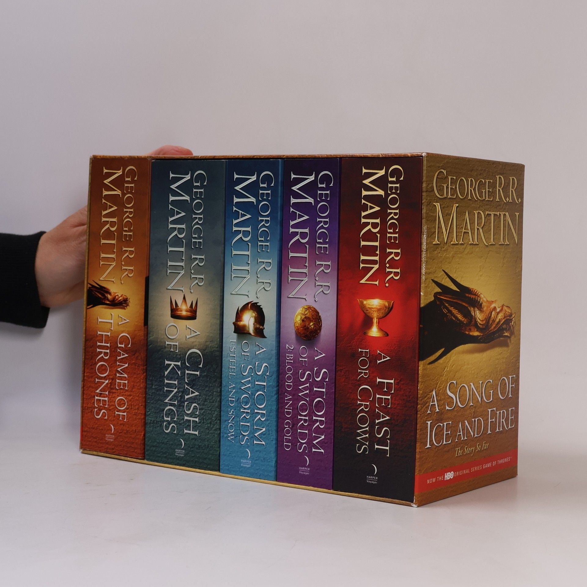 George R. R. Martin A Song of Ice and Fire (The Story So Far) : A Game of Thrones + A Clash of Kings + A Storm of Swords 1 (Steel and Snow) and 2 (Blood and Gold) + A Feast for Crows