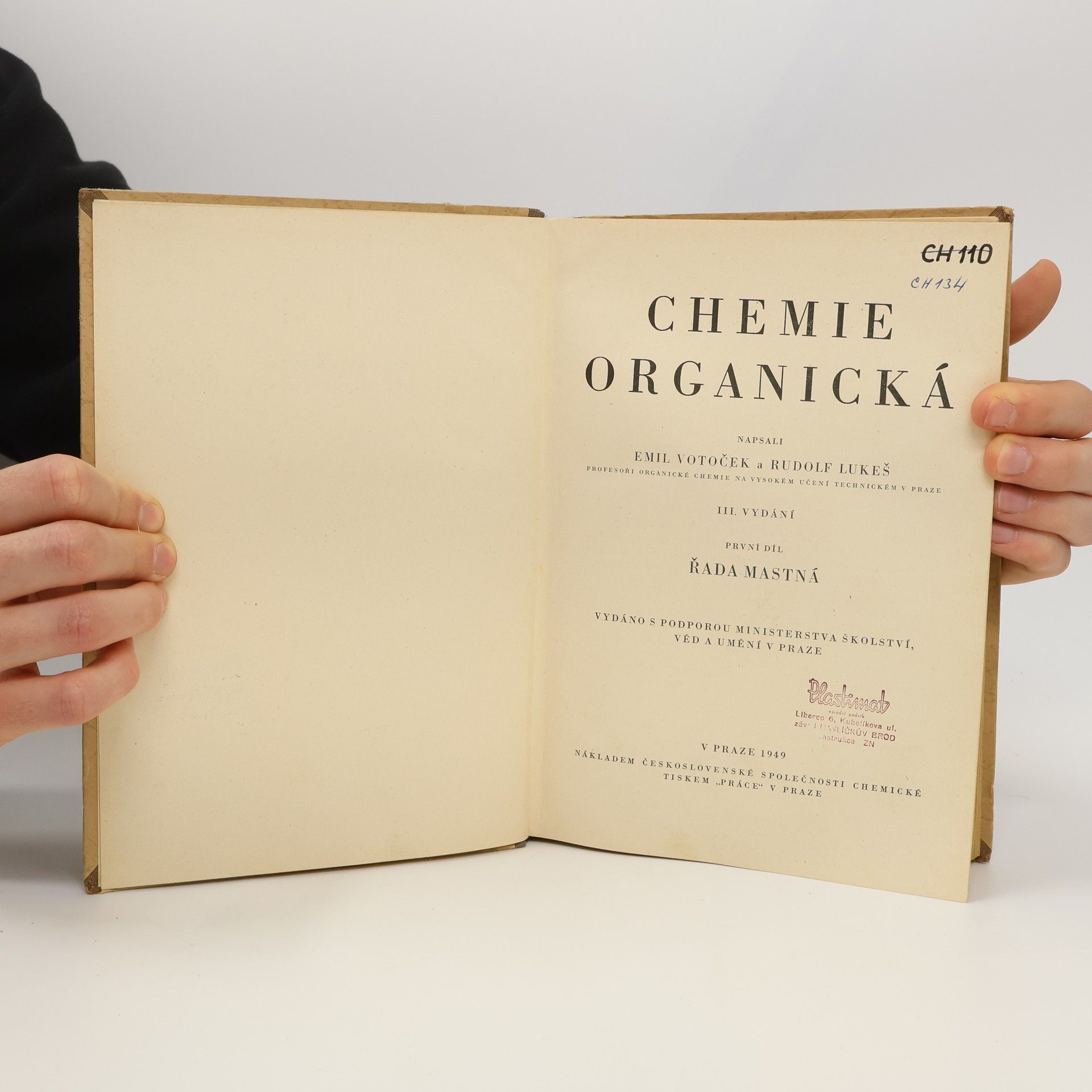 Emil Votoček Chemie organická. Díl 1