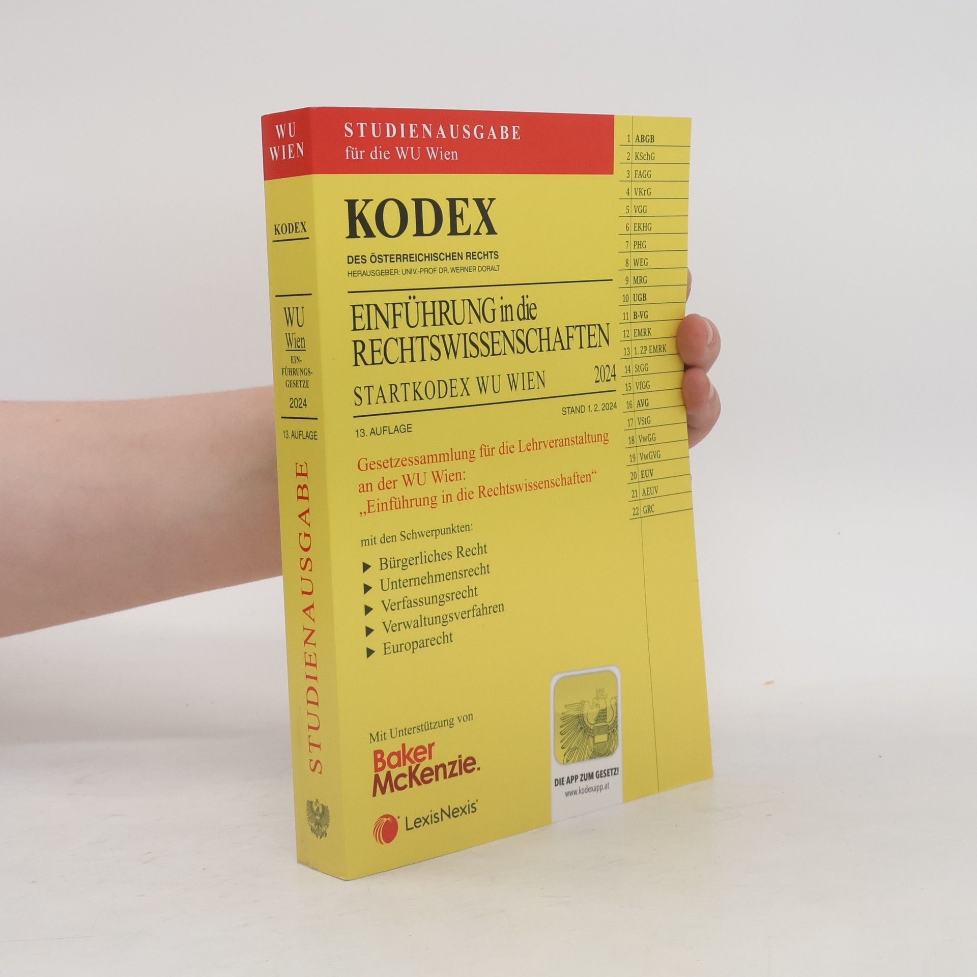 Werner Doralt Kodex Einführung in die Rechtswissenschaften 2024 - inkl. App: Studienausgabe für die WU Wien - 13. Auflage