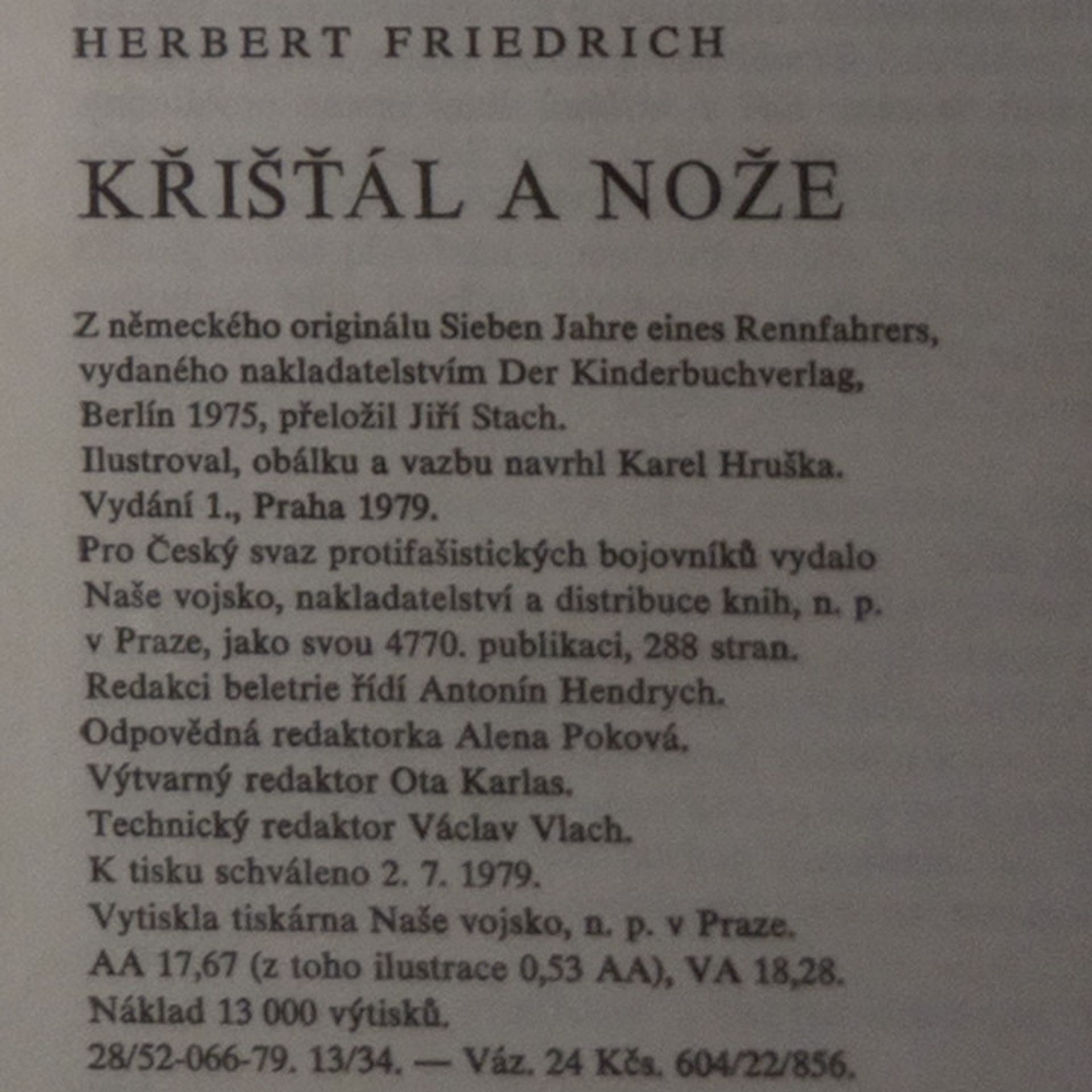Herbert Friedrich Křišťál a nože