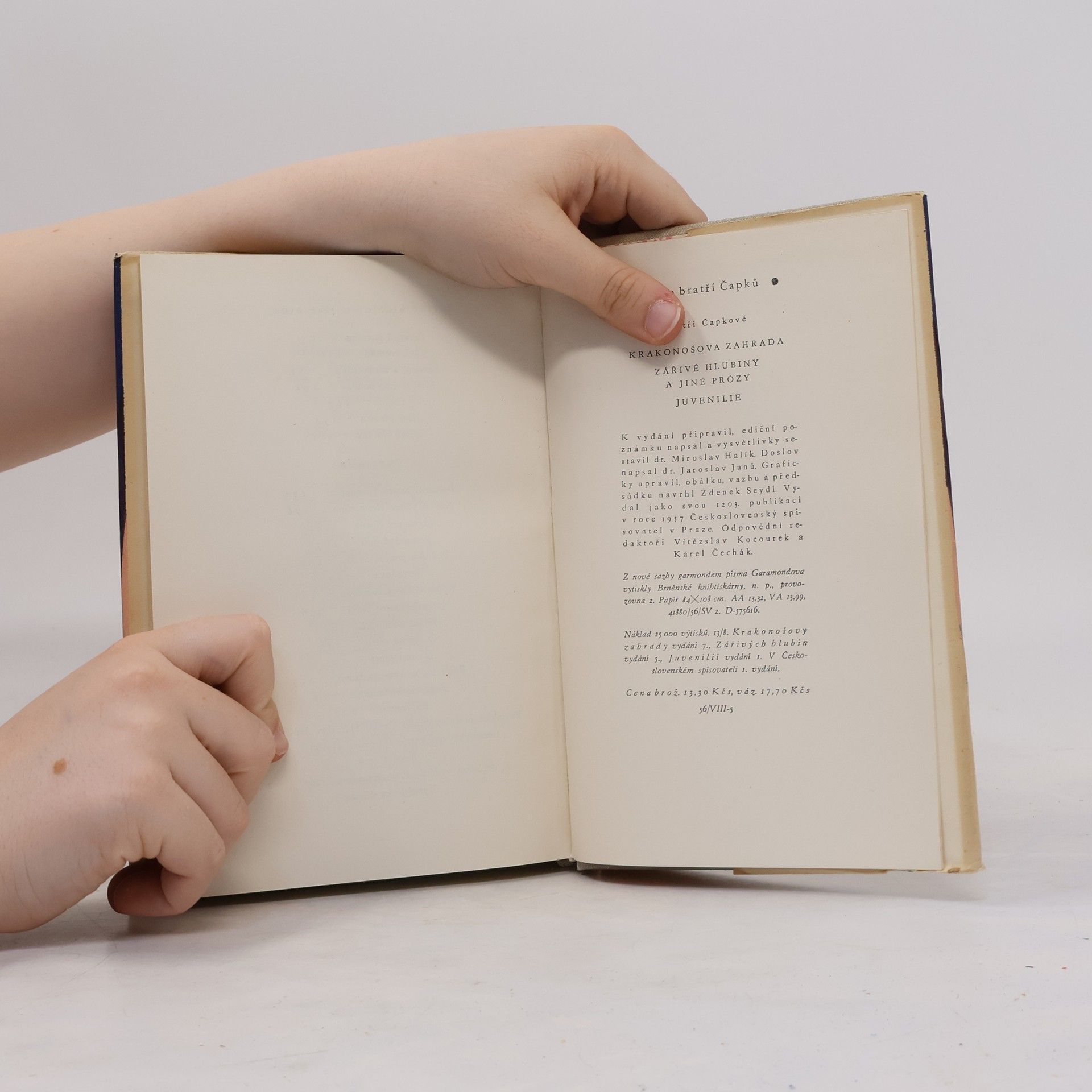 Karel Čapek Krakonošova zahrada. Zářivé hlubiny. Juvenilie
