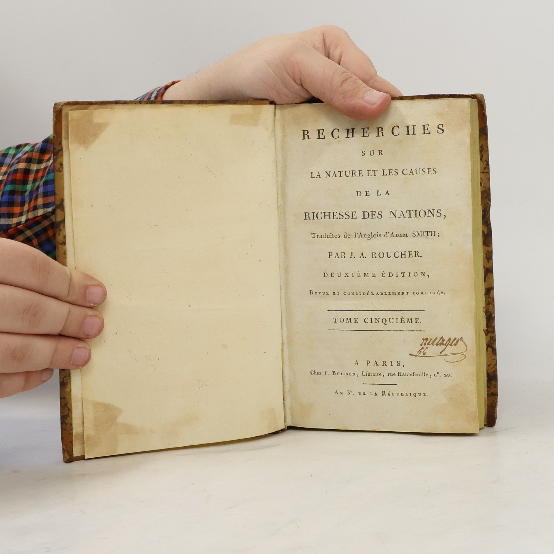 J. A. Roucher Rechereches sur la Nature et les Causes de la Richesse des Nations