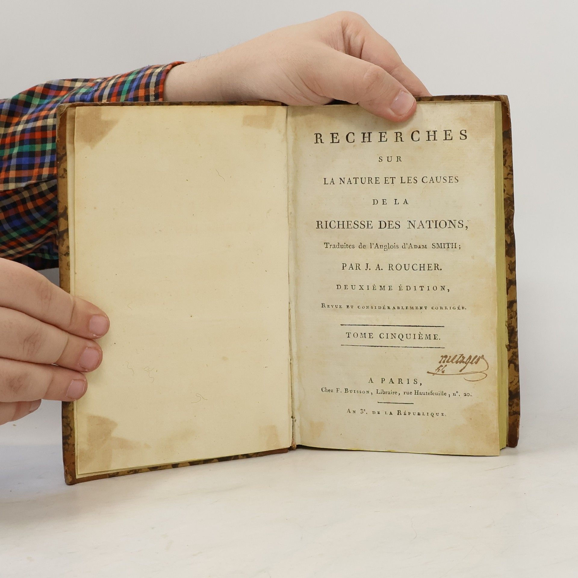 J. A. Roucher Rechereches sur la Nature et les Causes de la Richesse des Nations