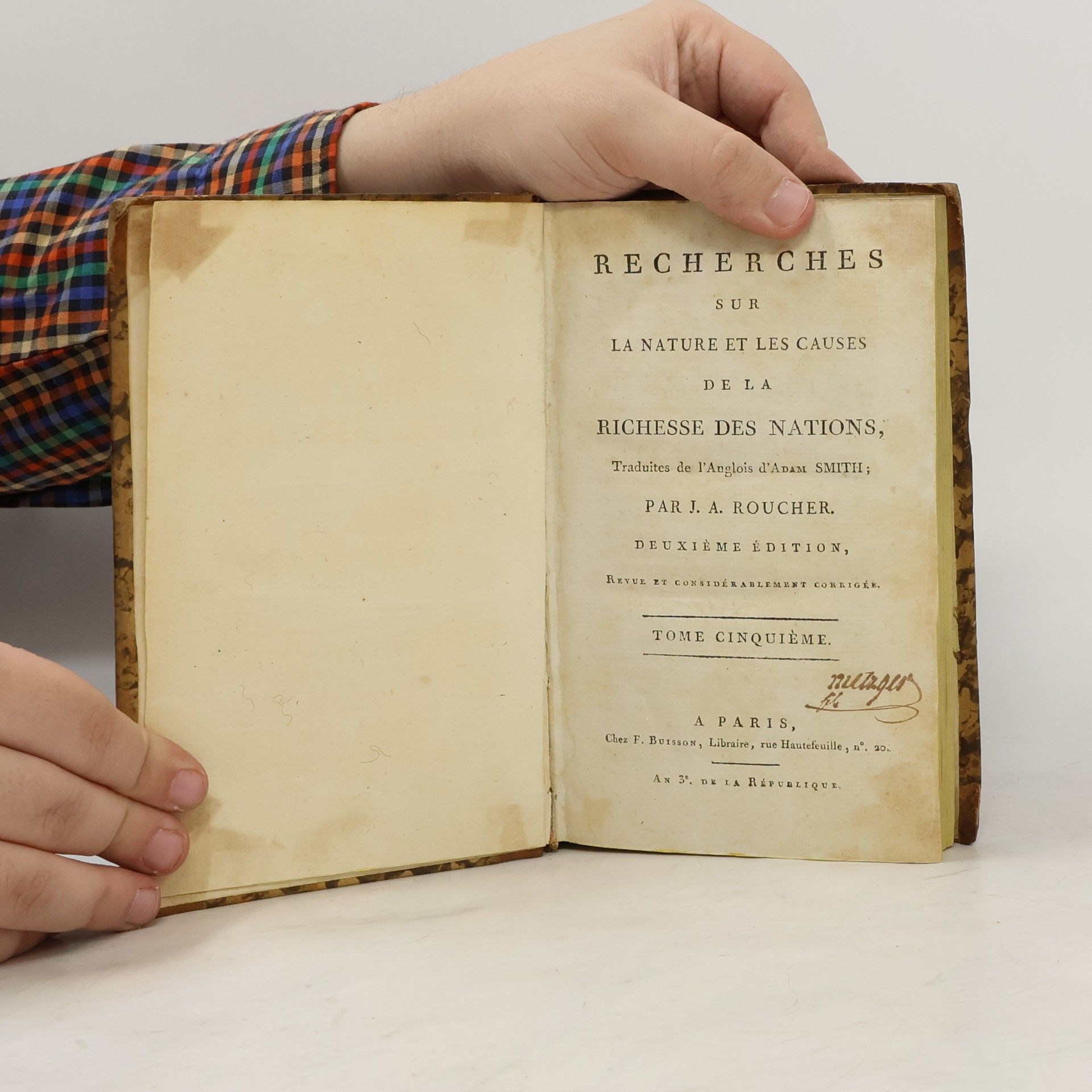 J. A. Roucher Rechereches sur la Nature et les Causes de la Richesse des Nations