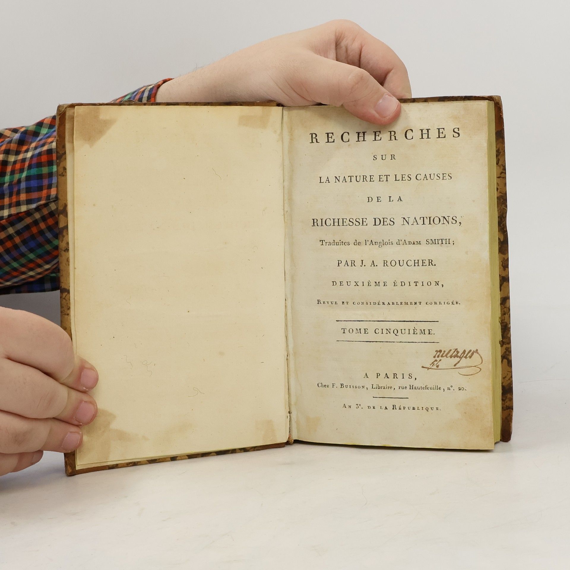 J. A. Roucher Rechereches sur la Nature et les Causes de la Richesse des Nations
