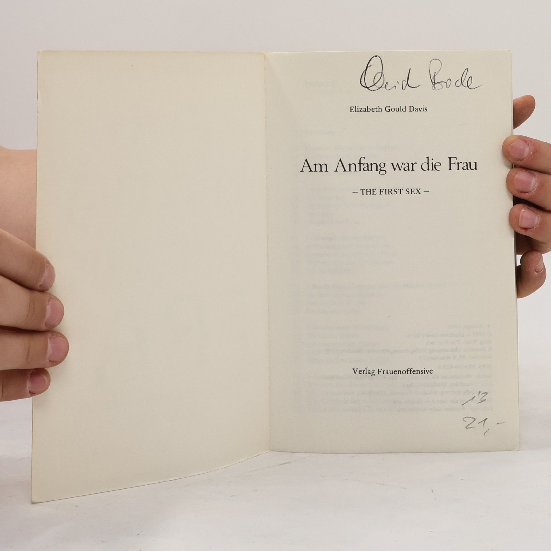 Elizabeth Gould Davis Am Anfang war die Frau
