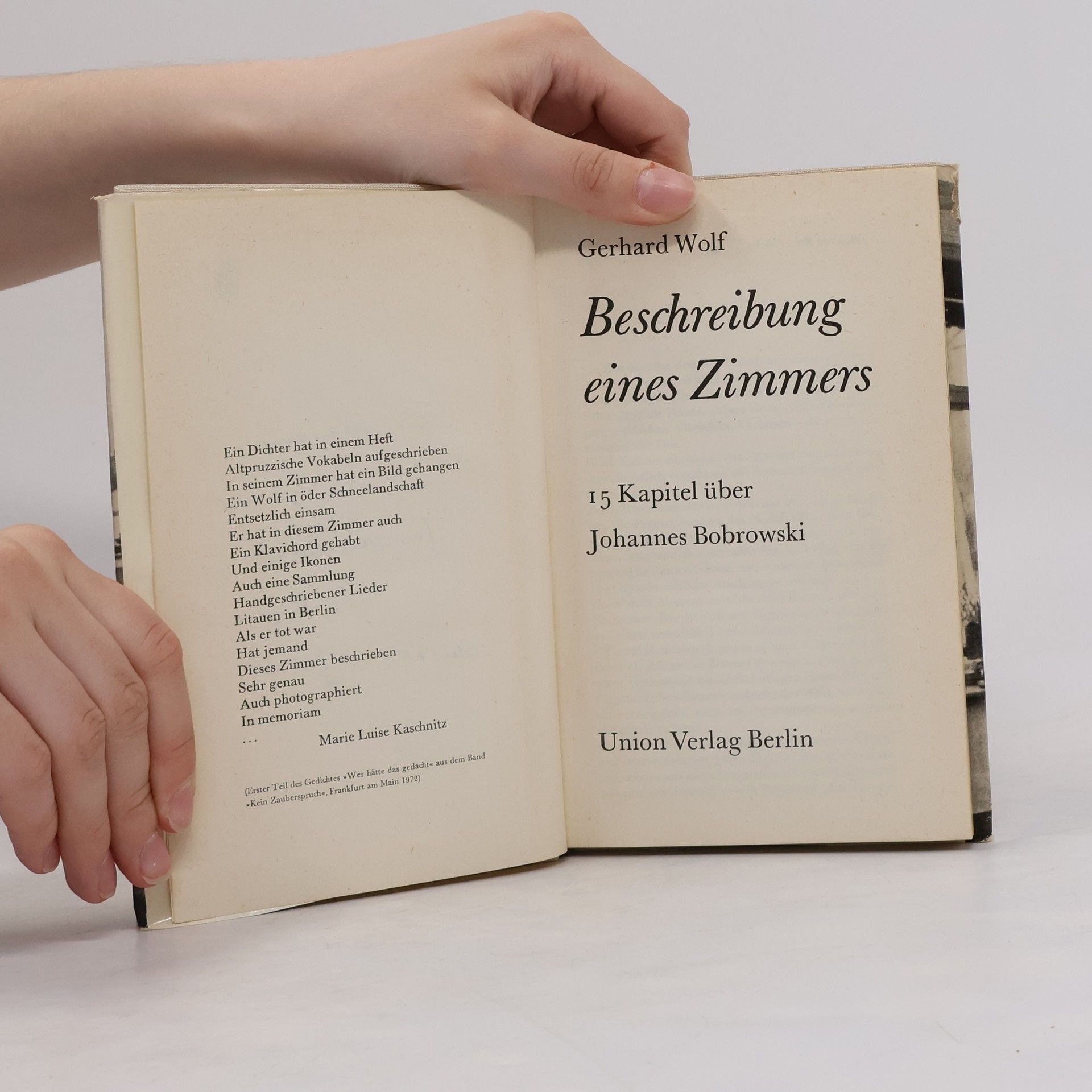Gerhard Wolf Beschreibung eines Zimmers : 15 Kapitel über Johannes Bobrowski