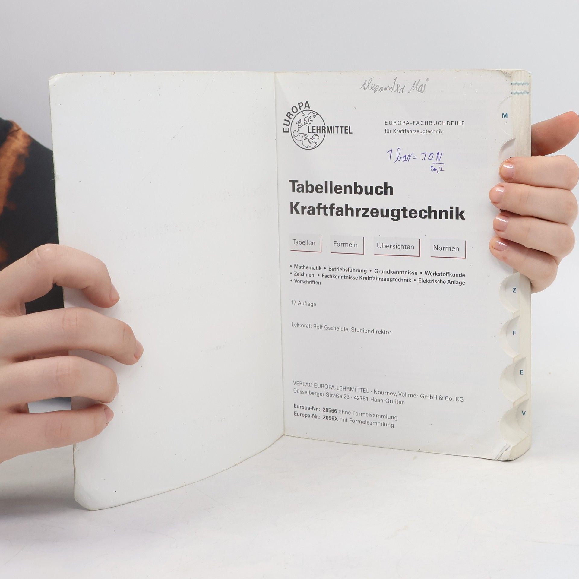 Richard Fischer Tabellenbuch Kraftfahrzeugtechnik
