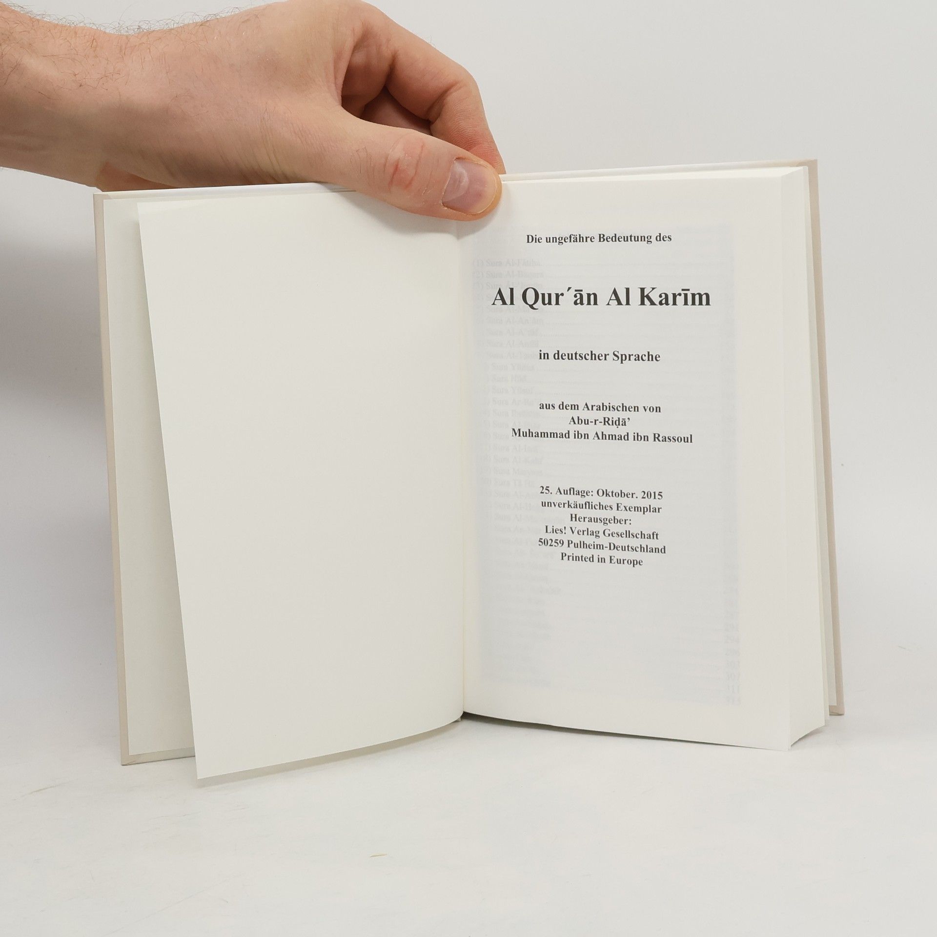 Autorenkollektiv Die ungefähre Bedeutung des Al Qur'an Al Karīm in deutscher Sprache