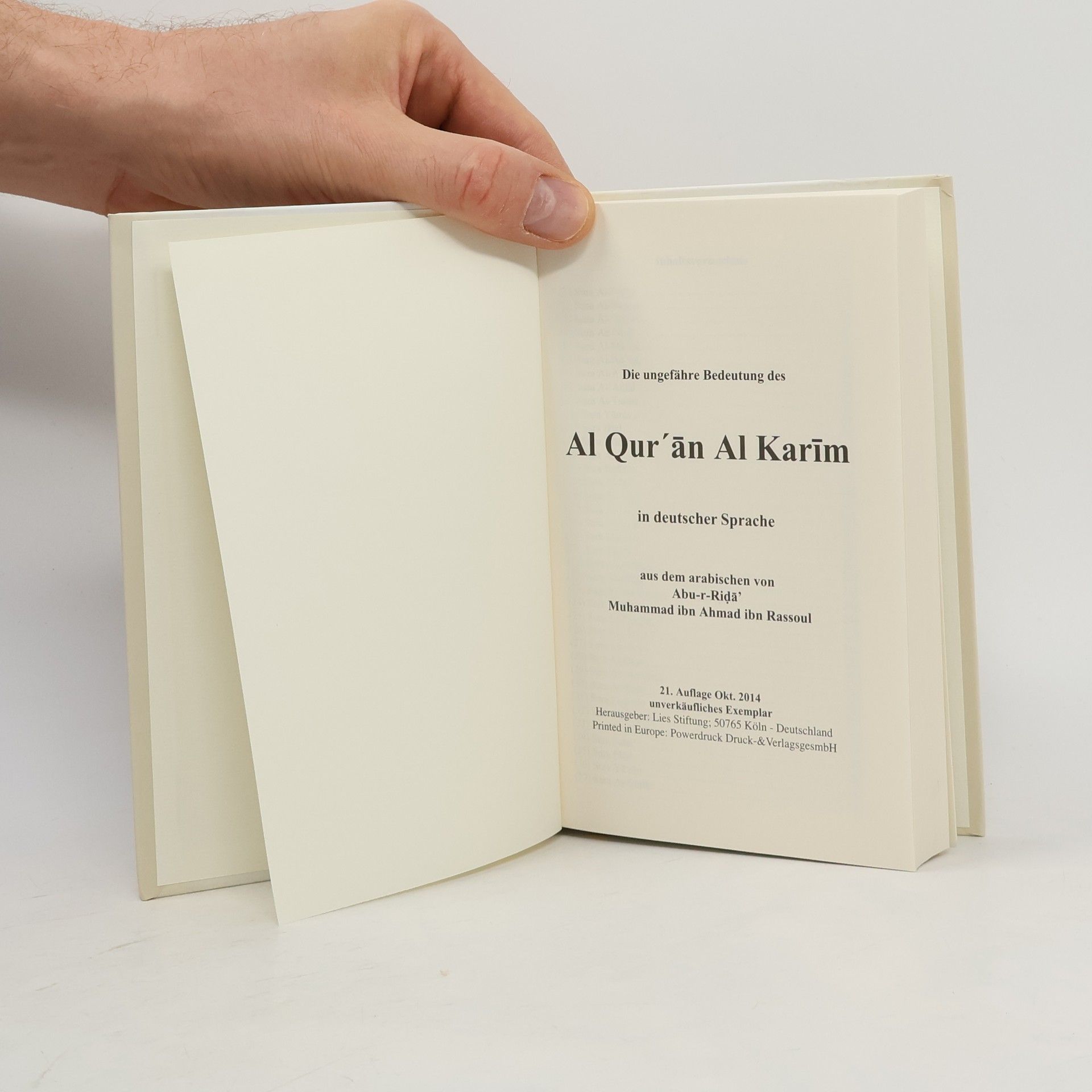Autorenkollektiv Die ungefähre Bedeutung des Al Qur'an Al Karim in deutscher Sprache