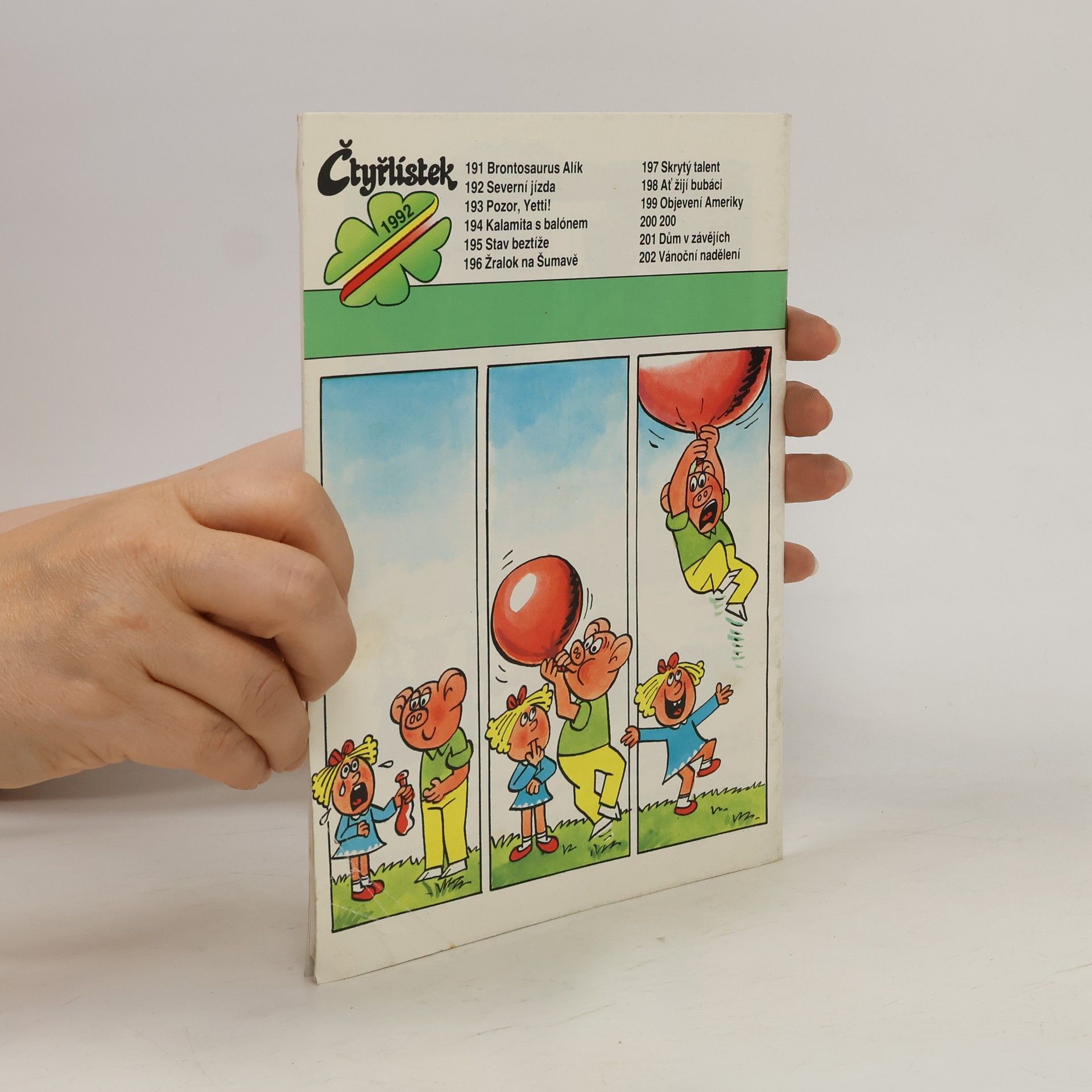 Jaroslav Němeček Čtyřlístek 194. 4/1992. Kalamita s balónem
