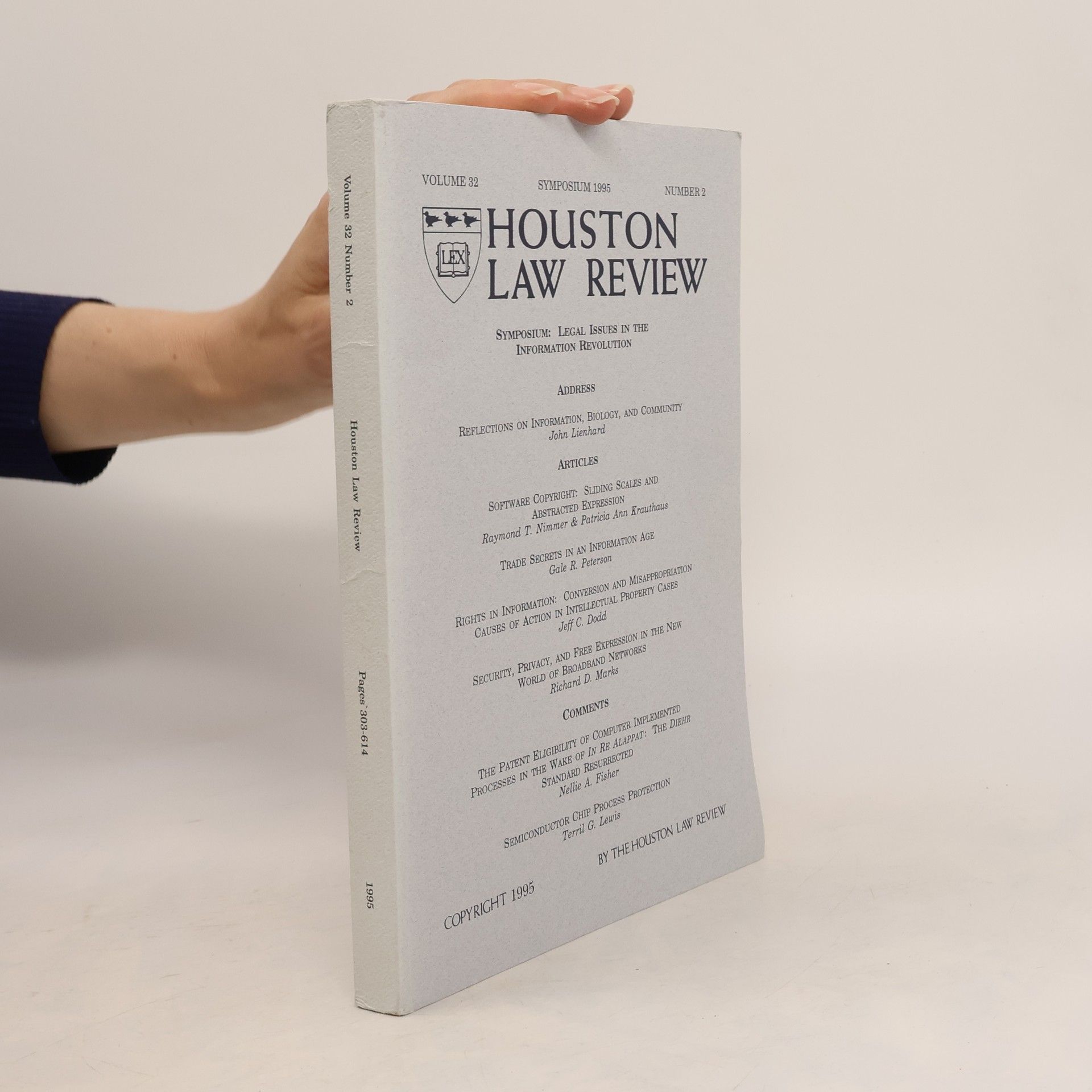Collectif d'auteurs Houston Law Review. Volume 32, Number 2
