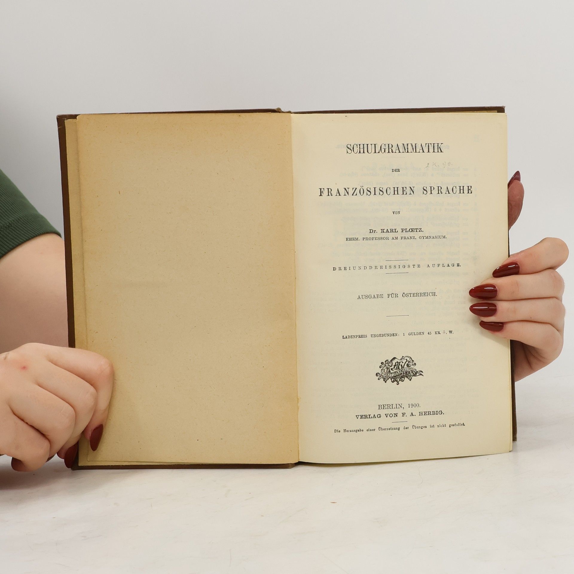 Karl Julius Ploetz Schulgrammatik der französischen Sprache