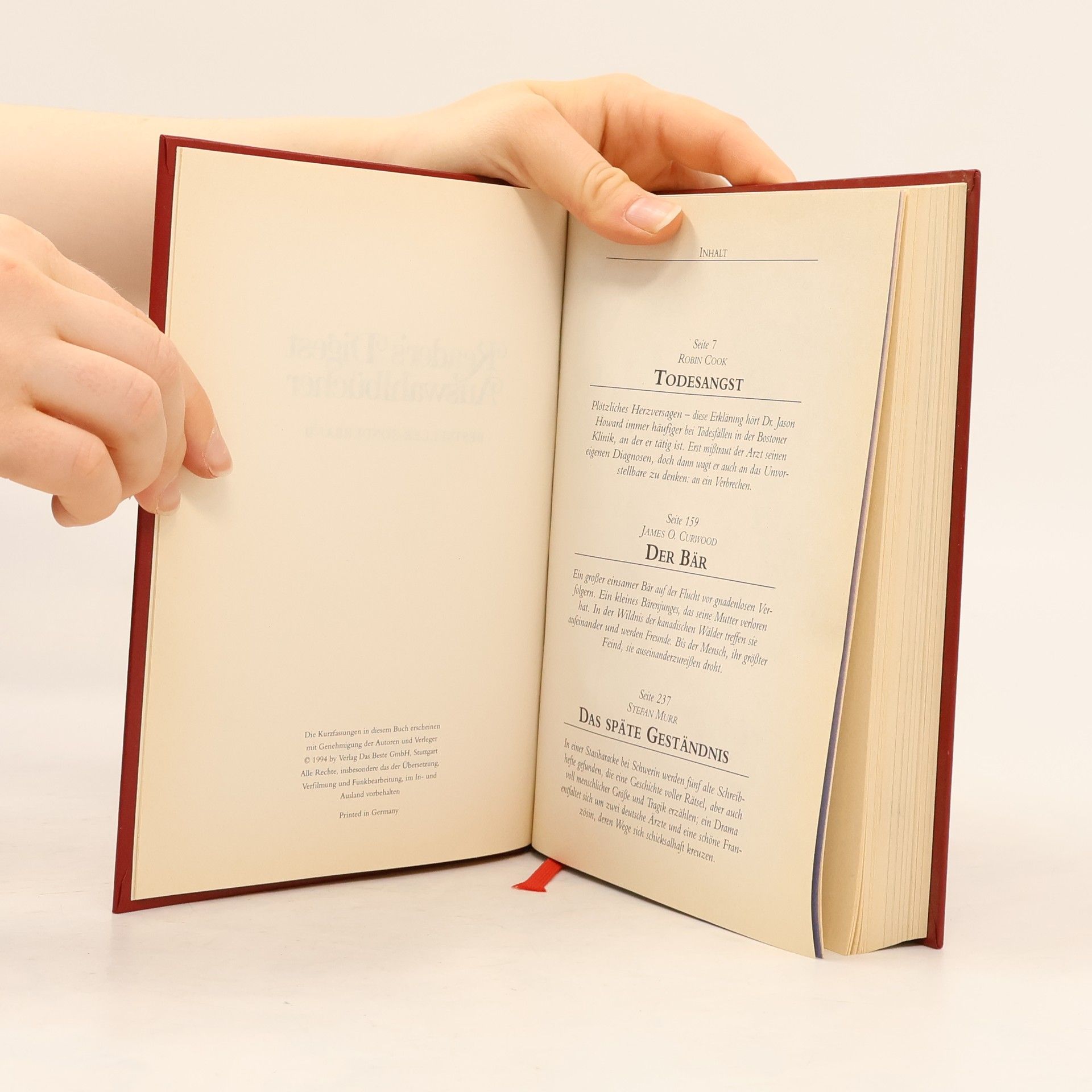 James Oliver Curwood Reader's Digest Auswahlbucher. Todesangst. Der Bär. Das späte Geständnis