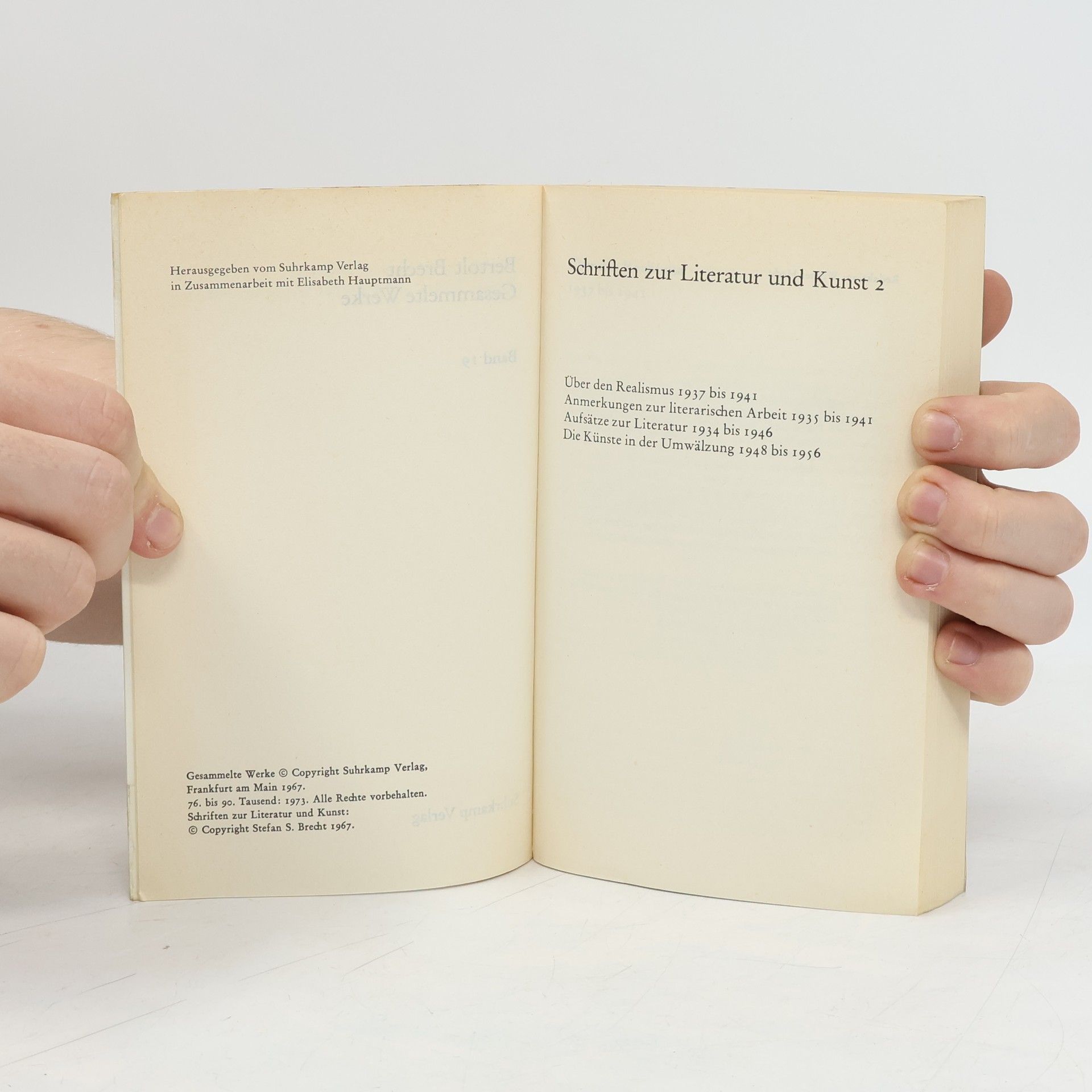 Bertolt Brecht Gesammelte Werke 19. Schriften zum Literatur und Kunst 2