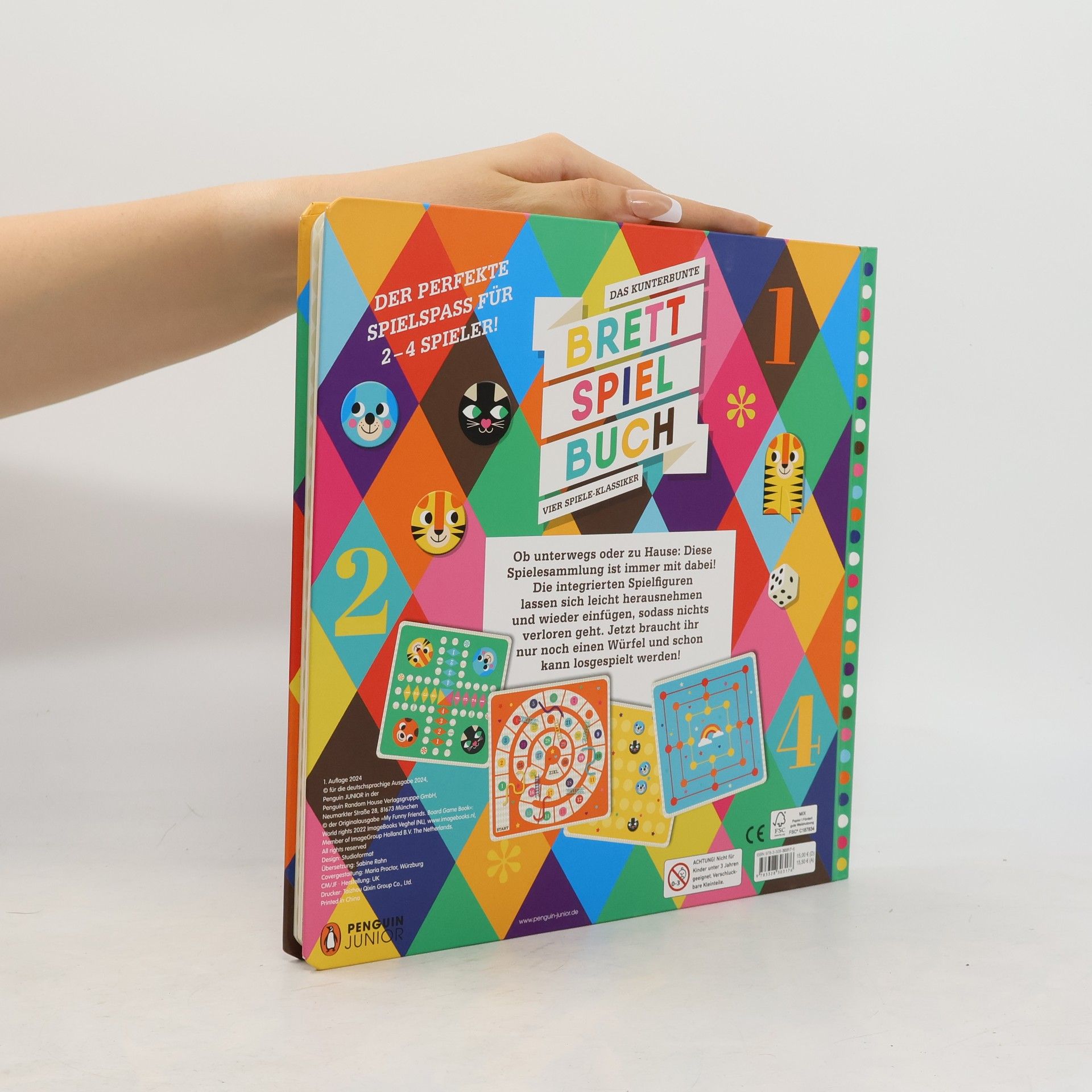 Sabine Rahn Das kunterbunte Brettspiel-Buch – Vier Spiele-Klassiker. Interaktives Buch ab 4 Jahren