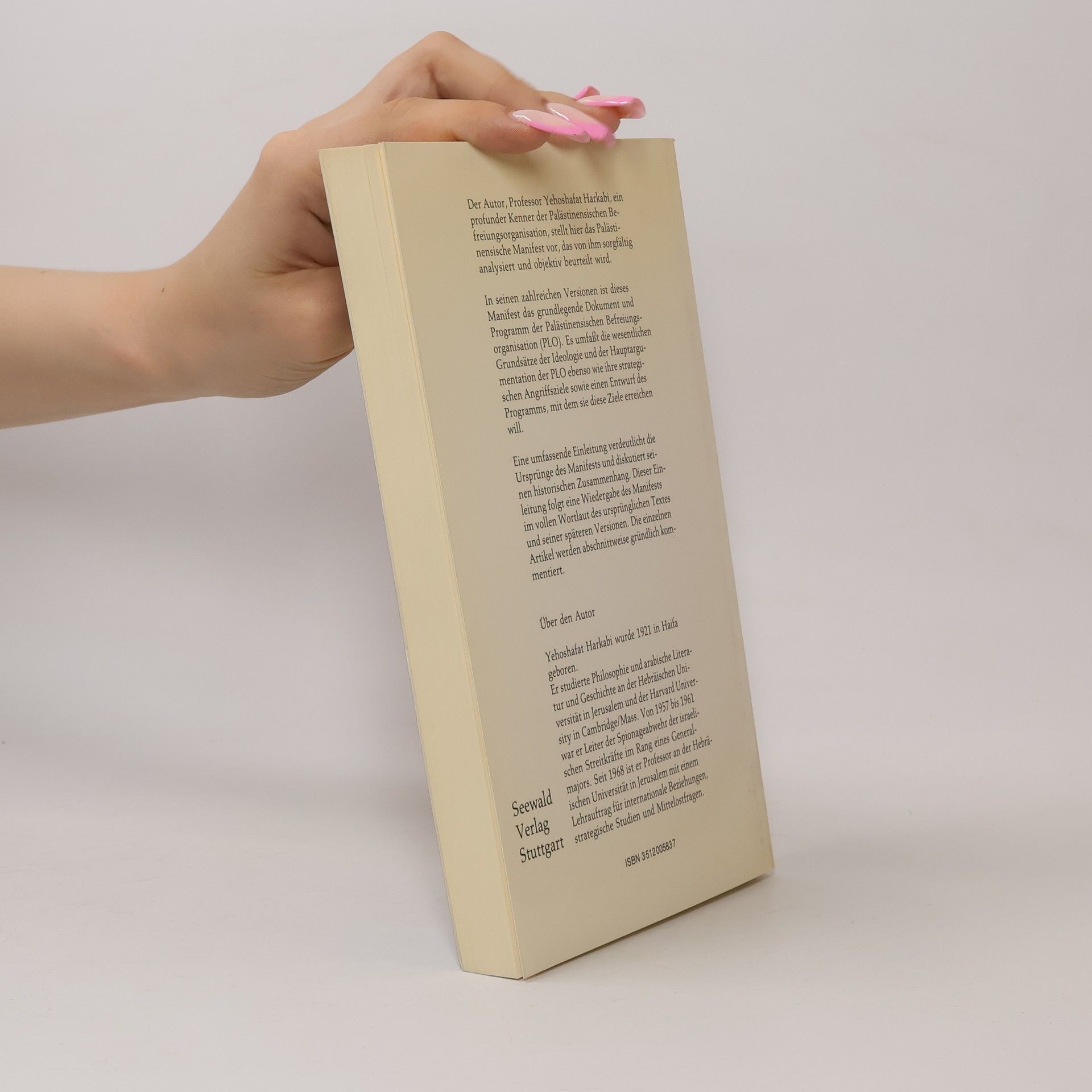 Jehoschafat Harkabi Das palästinensische Manifest und seine Bedeutung